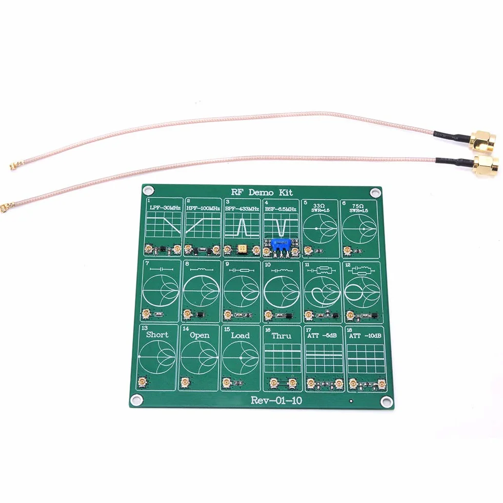 Wakects Płyta testowa HF-Demo Kit moduł testowy NanoVNA z 2 kablami krosowymi UFL do nauki analizatora sieci wektorowej
