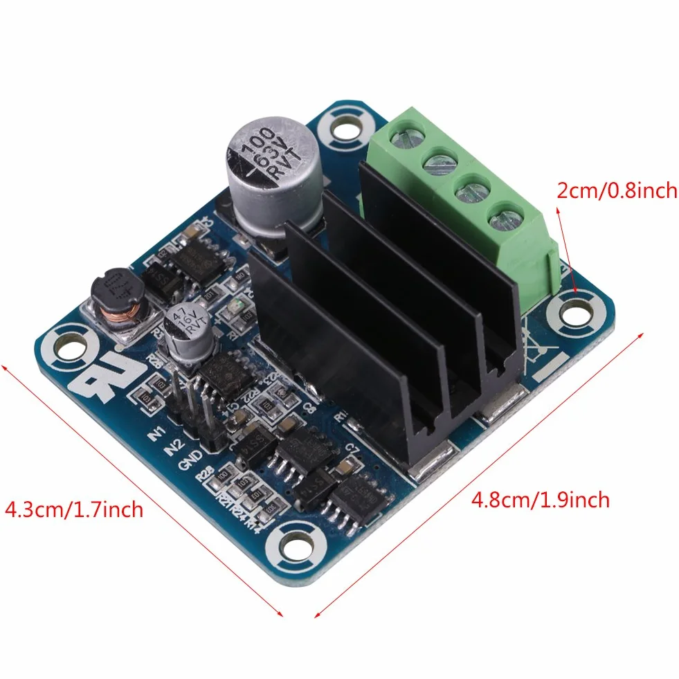 Moduł sterownika silnika prądu stałego MOSFET H Bridge 5 V-15 V 50A wysokoprądowy PWM z chłodnicą