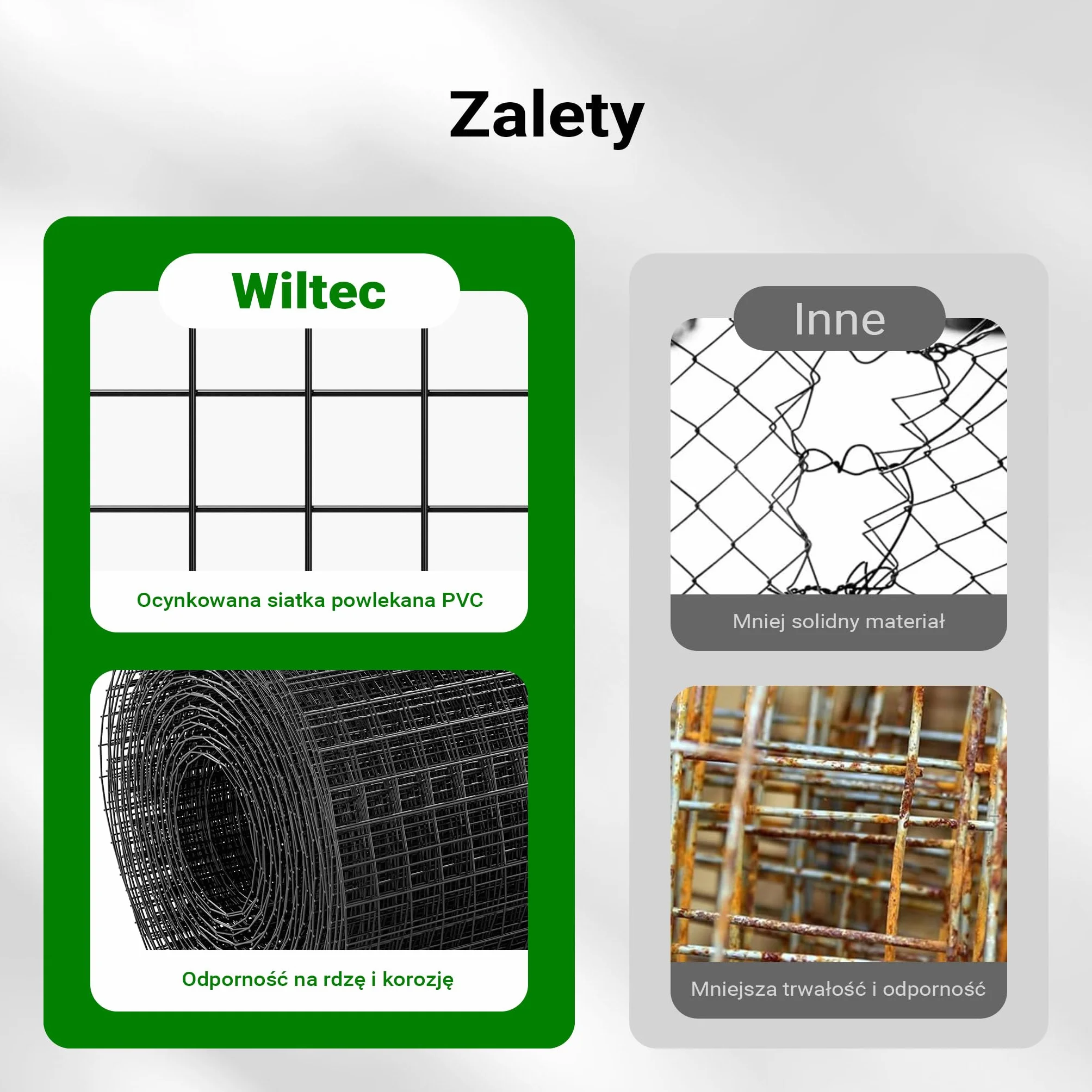 Wiltec Siatka ogrodzeniowa ocynkowana 0,5 x 25 m, czarna, stalowa siatka leśna na woliery i gryzonie, drut 1,42 mm, oczka 25 x 25 mm