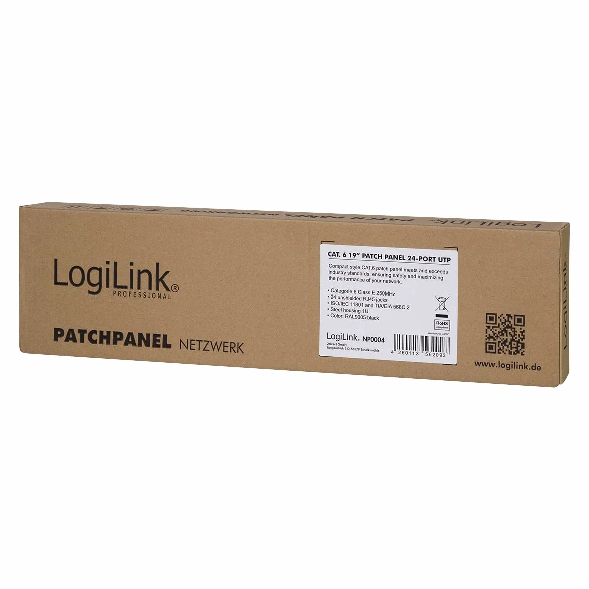 LogiLink Professional EconLine Cat.6 250 MHz Patch Panel 19" UTP 24 porty RJ45
