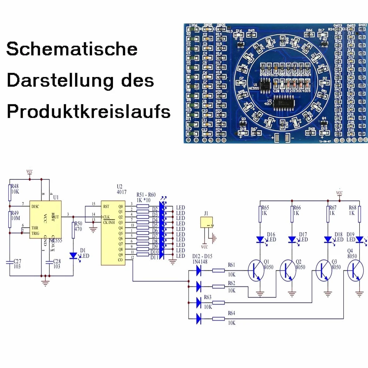 Fanny Skill Training DIY Kit Płytka Ćwiczeniowa NE555 LED SMD Obracające się Diody