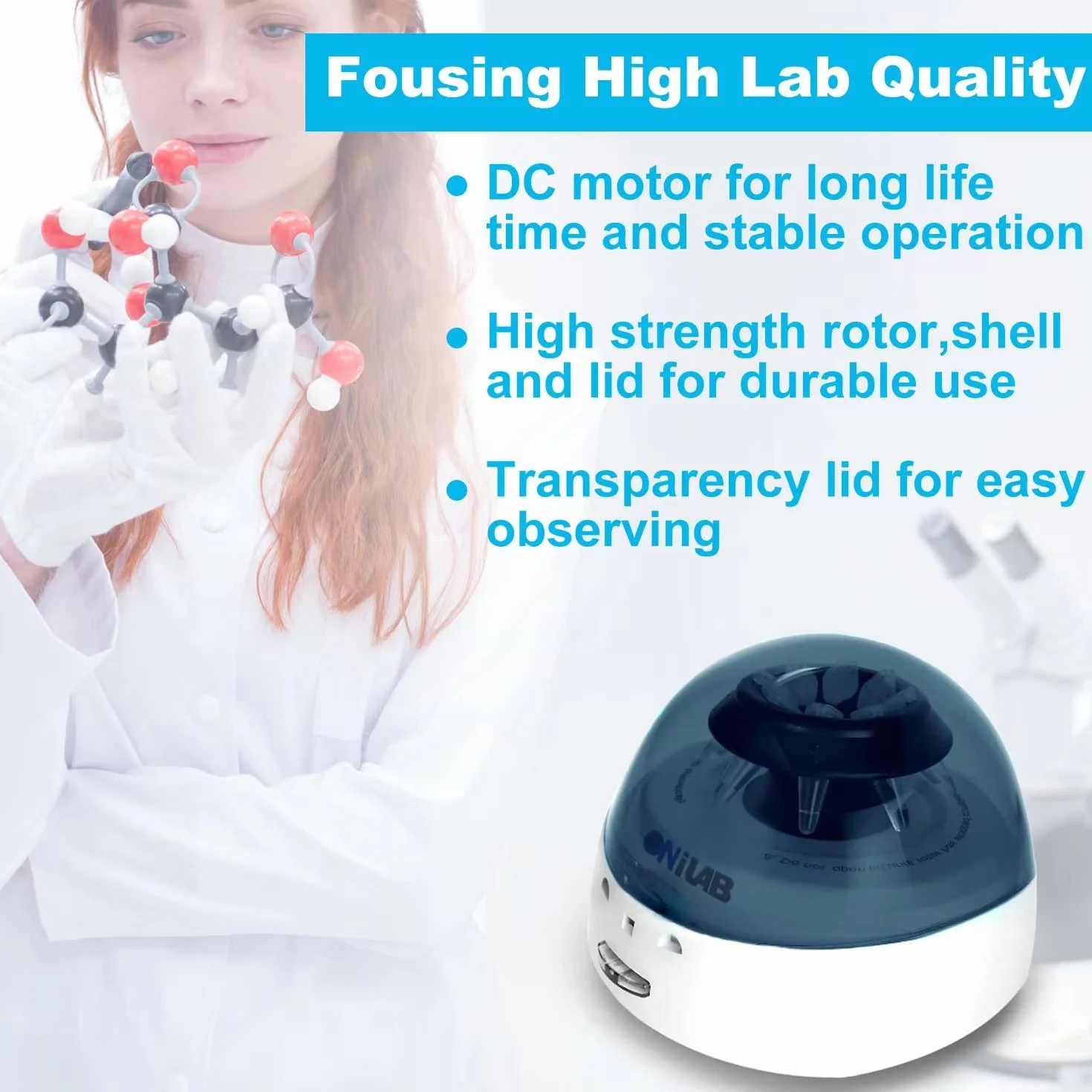 ONiLAB Scientific Mini Centrifuge 7000RPM 2680 x g RCF wirówka laboratoryjna z 2 rotorami 8 x 0,2/0,5/1,5/2,0ml 0,2mL×32 pasków PCR