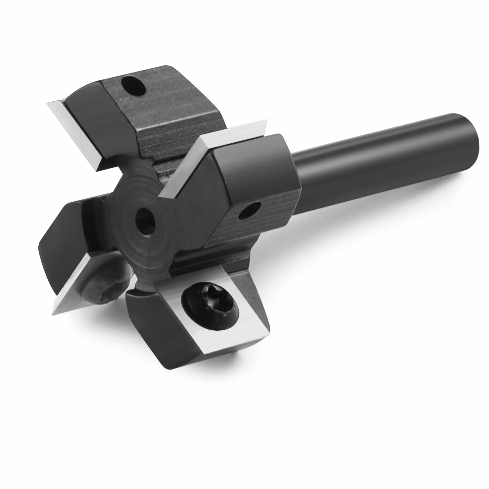 Frez czołowy 8 mm 4 flety z nożami z twardego metalu 12x12x1,5 mm średnica 40 mm do CNC do drewna