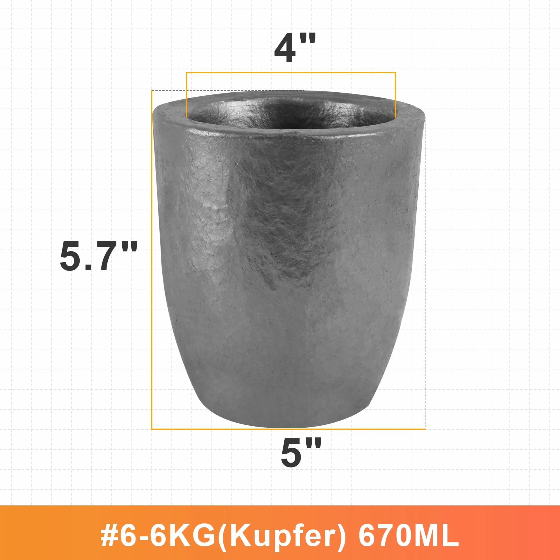 Tygiel grafitowy z węglika krzemu 6 kg 640 ml do topienia metalu 1800°C aluminium złota srebra miedzi