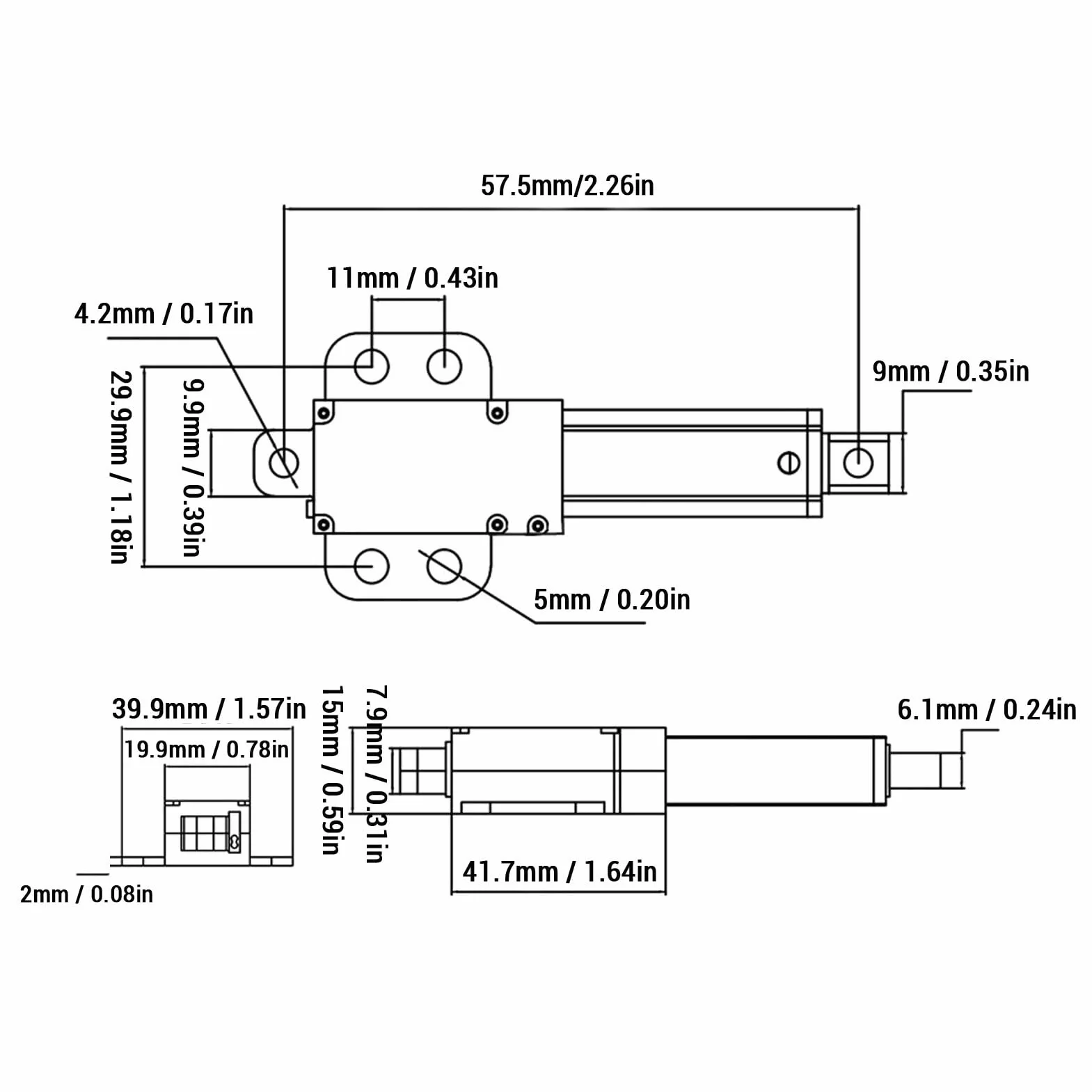 Elektryczny Siłownik Liniowy DC24V 150mm Skoku 20N 30mm/s Teleskopowy