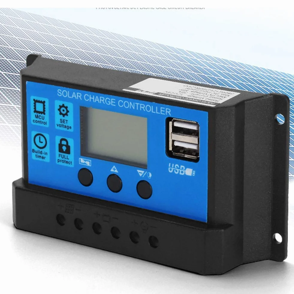 Controlador de carga solar PWM 30A 12V 24V automático
