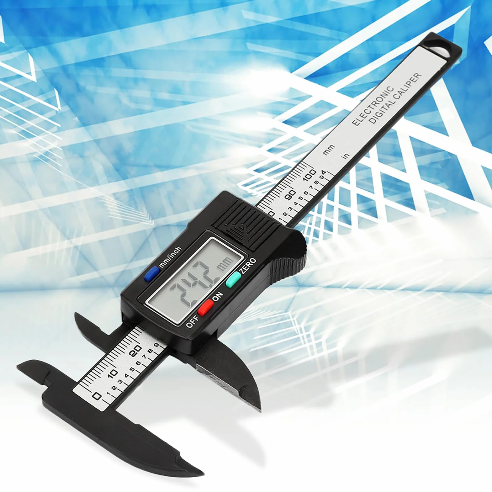 Suwmiarka Cyfrowa 100mm z Włókna Węglowego, Elektroniczna z LCD, Pomiar 0-100mm, Rozdzielczość 0.1mm, Precyzyjna Suwmiarka