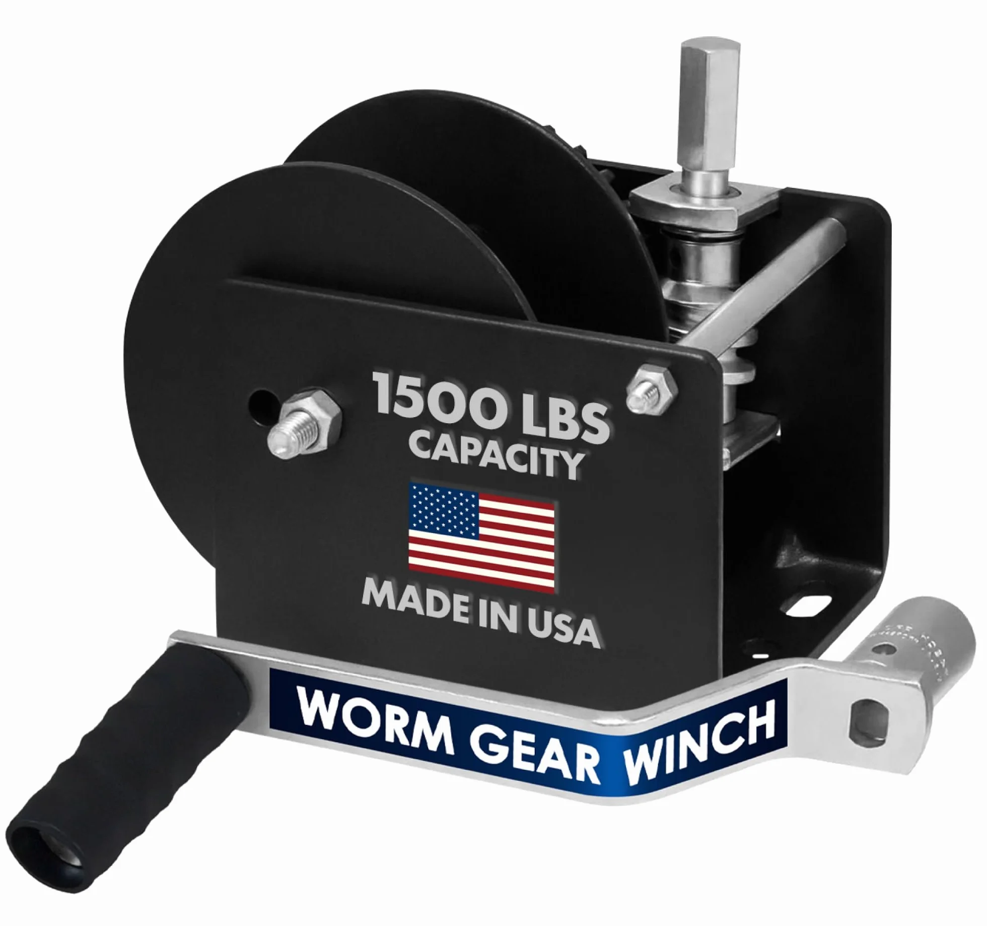 Dutton-Lainson Company - Worm Gear Winch (WG1500HEX) with 5/8" Hex Drive - Rust-Resistant Finish for Heavy Equipment, Lifting and Trailers - 1500 lb Capacity, 30:1 Gear Ratio, Drill or Manual Use