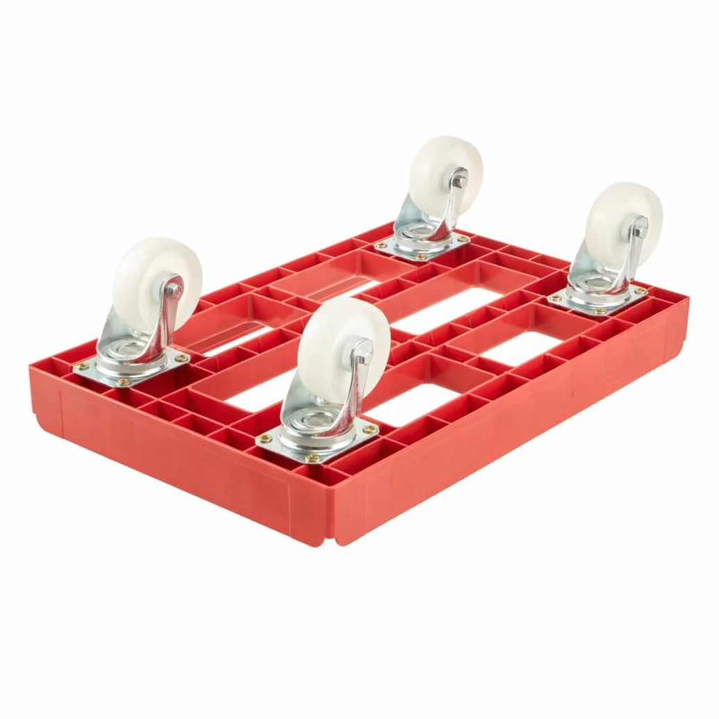 keeeper Transportroller für Transportboxen- und Körbe, Tragkraft bis 300 kg, 61 x 41 x 19 cm, Rolf, Rot