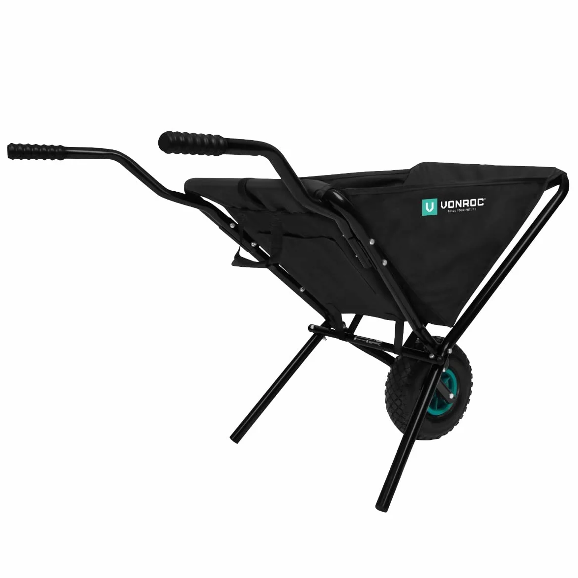 VONROC Składana Taczka Ogrodowa 30kg 50L Pojemność Ergonomiczne Uchwyty