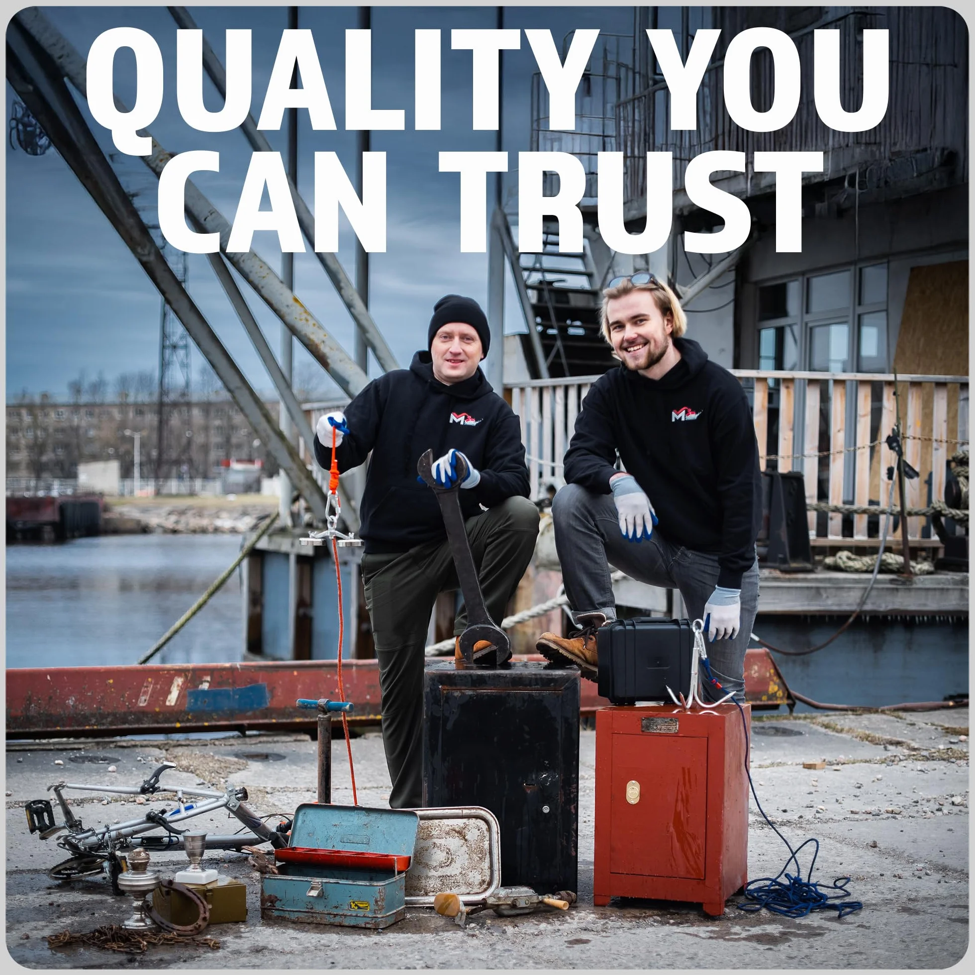 MAGFISHION Dwustronny Zestaw do Magnetycznego Wędkarstwa 300KG Ø60mm Magnes Neodymowy 20M