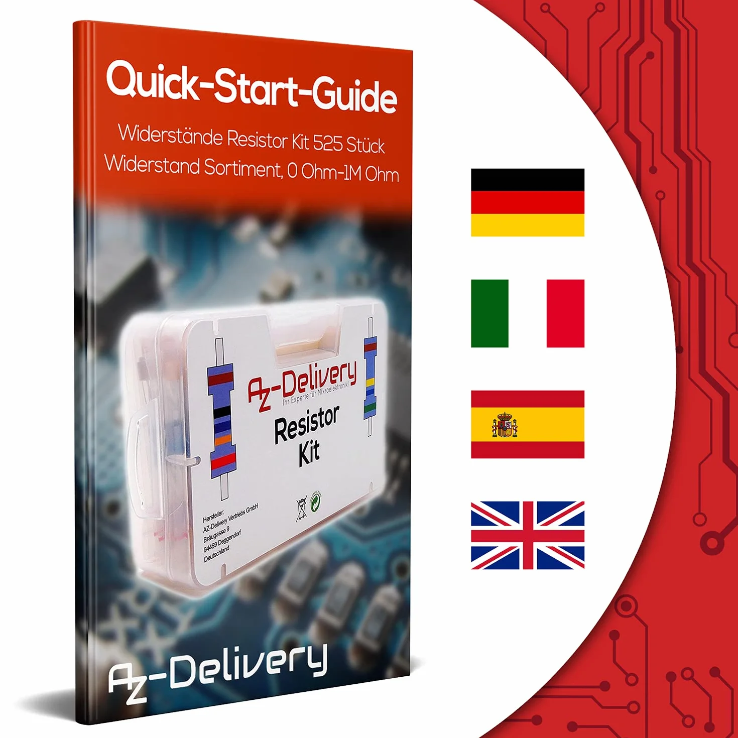 AZDelivery Zestaw rezystorów 525 sztuk 0 Ohm -1M Ohm kompatybilny z Arduino Raspberry Pi