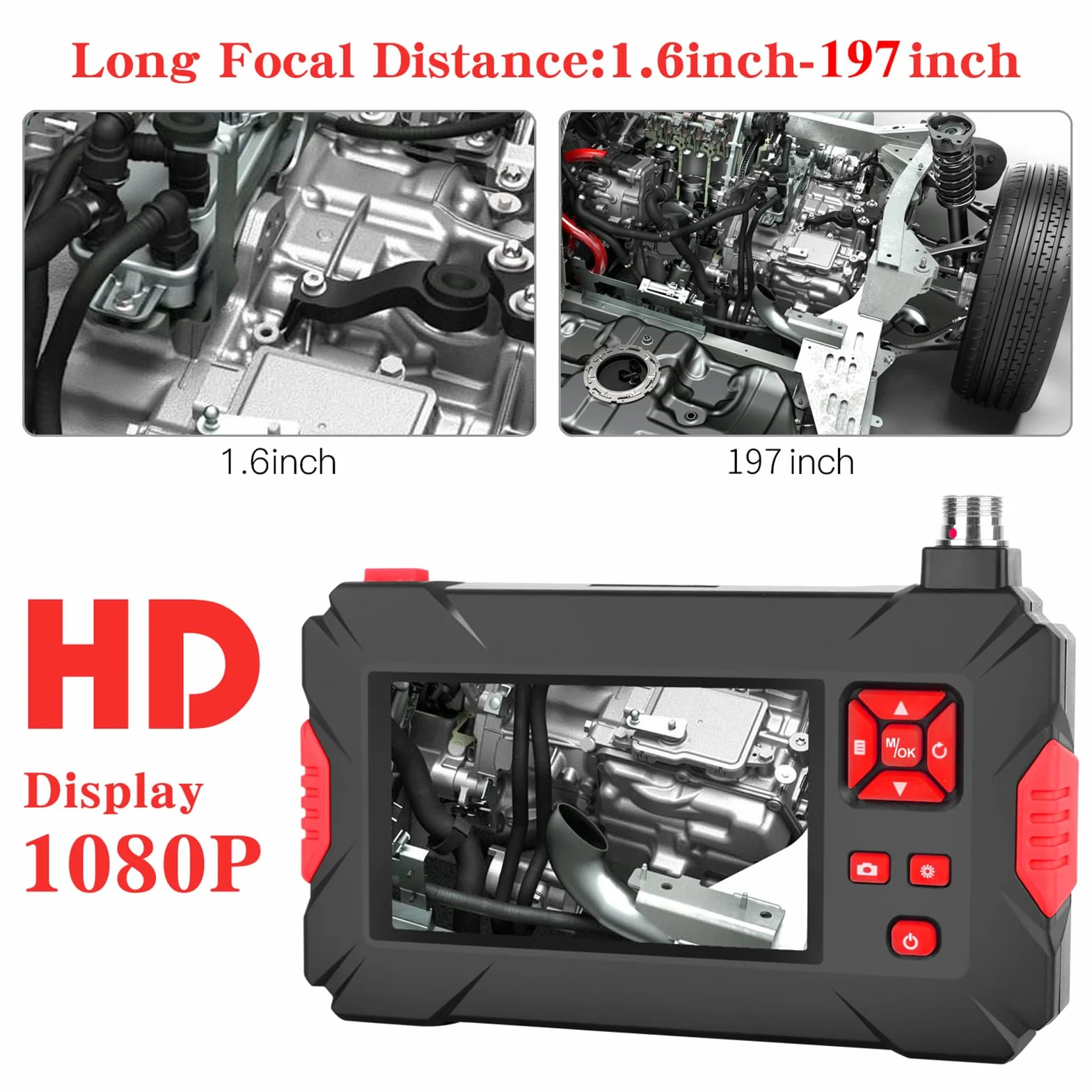 Shkalacar Przemysłowa kamera endoskopowa inspekcyjna z 8 mm wodoodporną podwójną kamerą IP68, wyświetlacz LCD 4,3", 8 + 1 diod LED, przewód stały 5 m, do rurociągów przemysłowych