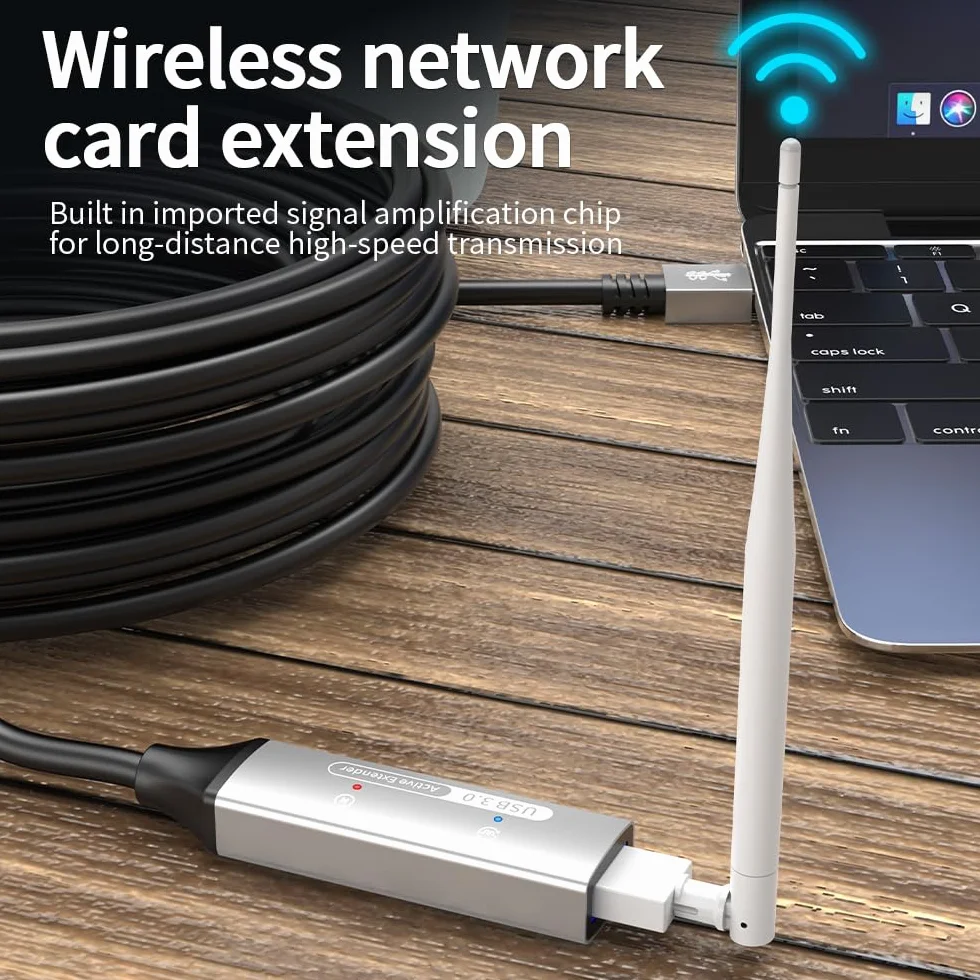 Aktywny Przedłużacz USB 3.2 Gen 1 20m, Złącze Żeńskie Typu A do Męskiego, SuperSpeed 5Gbit/s, Ekranowany, Aluminiowy, Czarny