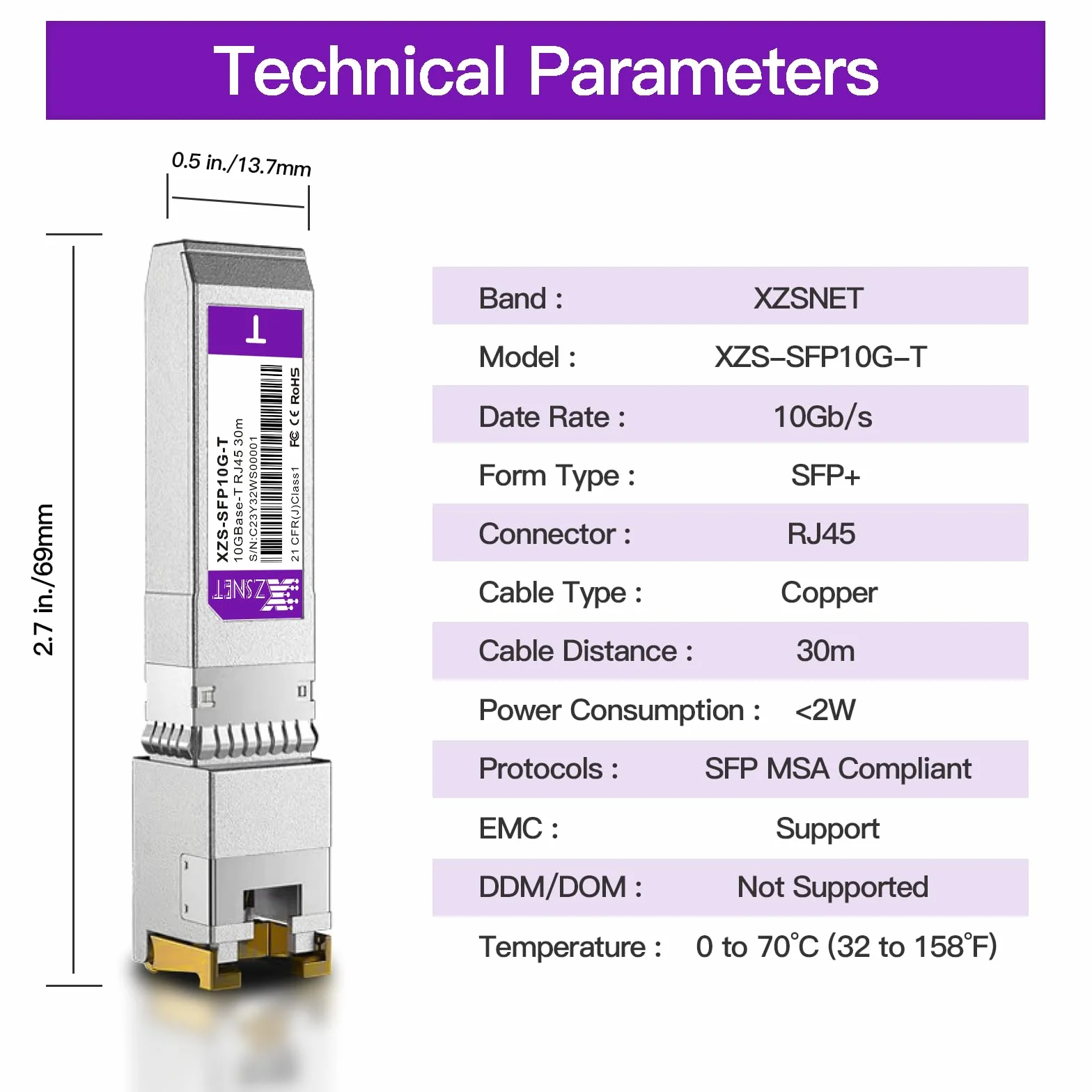 Transceiver 10GBASE-T SFP+, 1,25/2,5/5/10G SFP+ do RJ45, 10Gb miedziany SFP+ do modułu Ethernet kompatybilny z Cisco SFP-10G-T-S, Ubiquiti UniFi UF-RJ45-10G, Mikrotik, Meraki, Netgear i więcej, 1