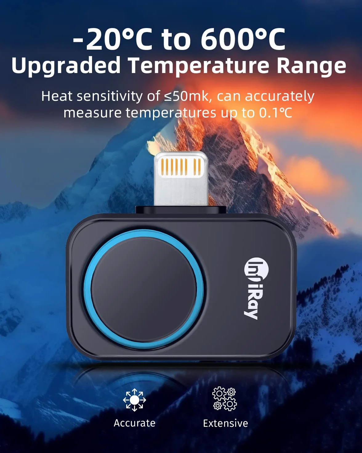 Xinfrared P2 Pro kamera termowizyjna, korpus 9 g, w pełni metalowy korpus, zakres pomiaru temperatury -20°C ~ 600°C, rozdzielczość 25 Hz 256 x 192, obsługa iOS 11 lub nowszych