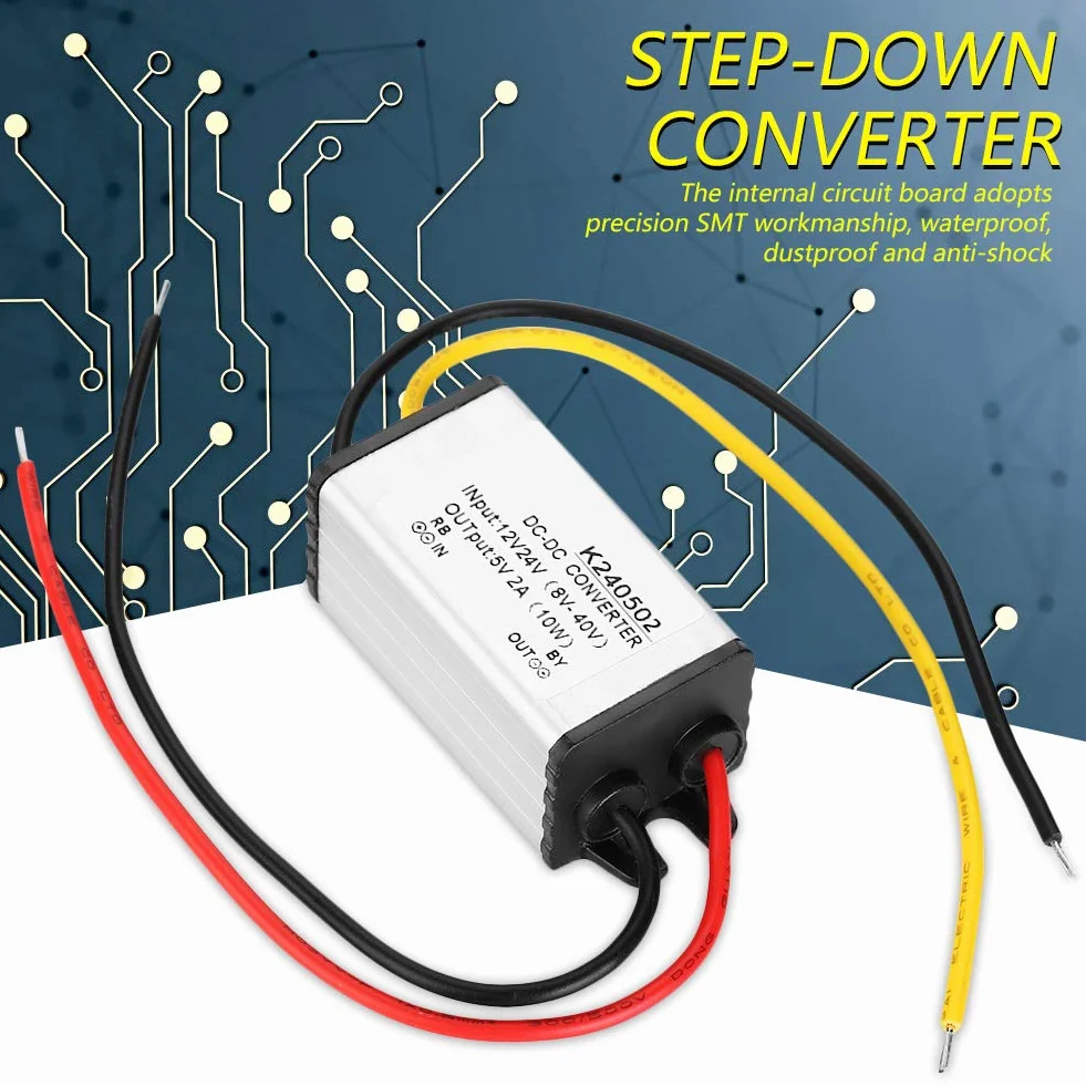 Przetwornica Obniżająca Dc-Dc 12 V / 24 V Do 5 V 2A Wydajność Regulator Napięcia Diy Zasilacz Obniżający Moduł Zasilający