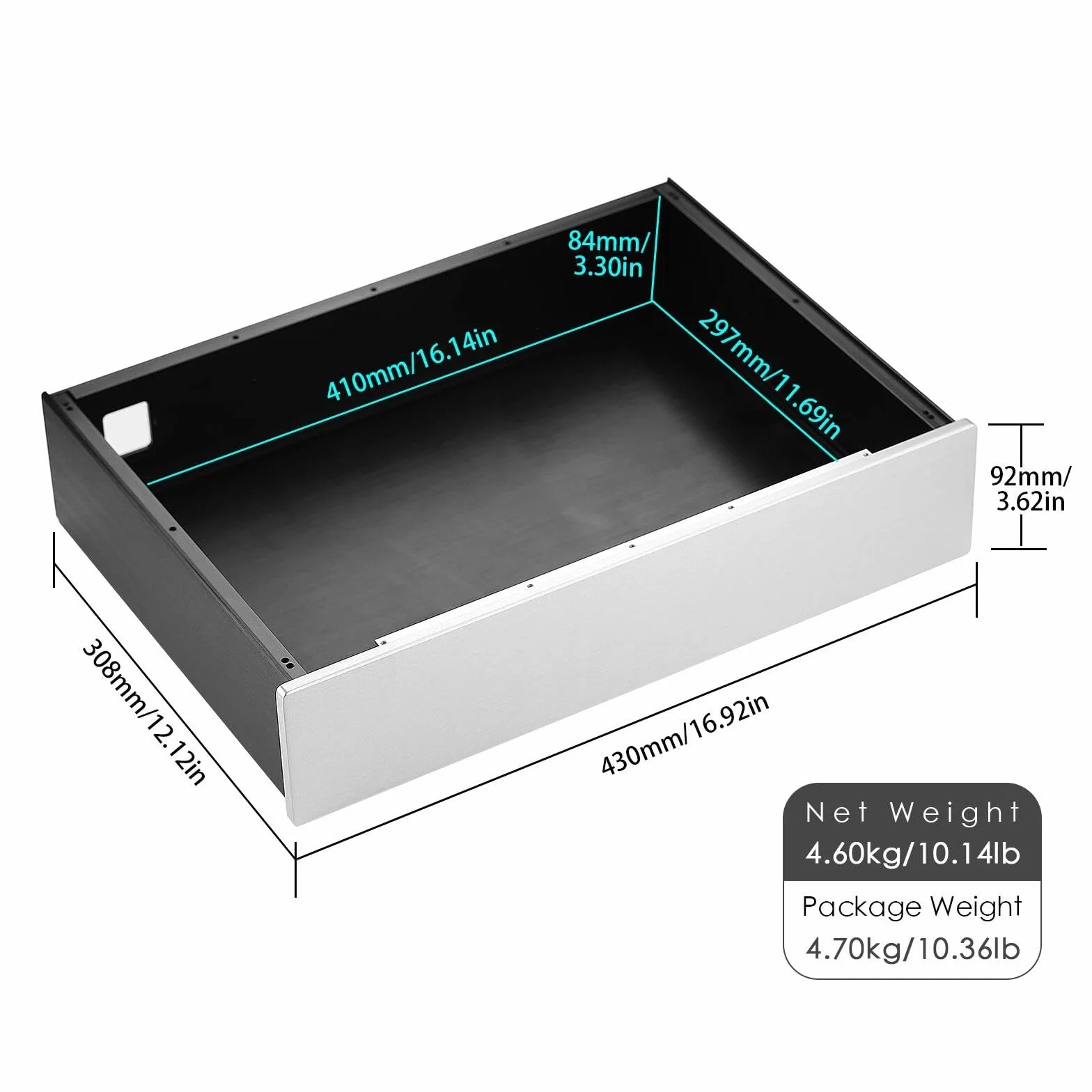 Aluminiowa obudowa Audio DAC przedwzmacniacz B430×T308×H92