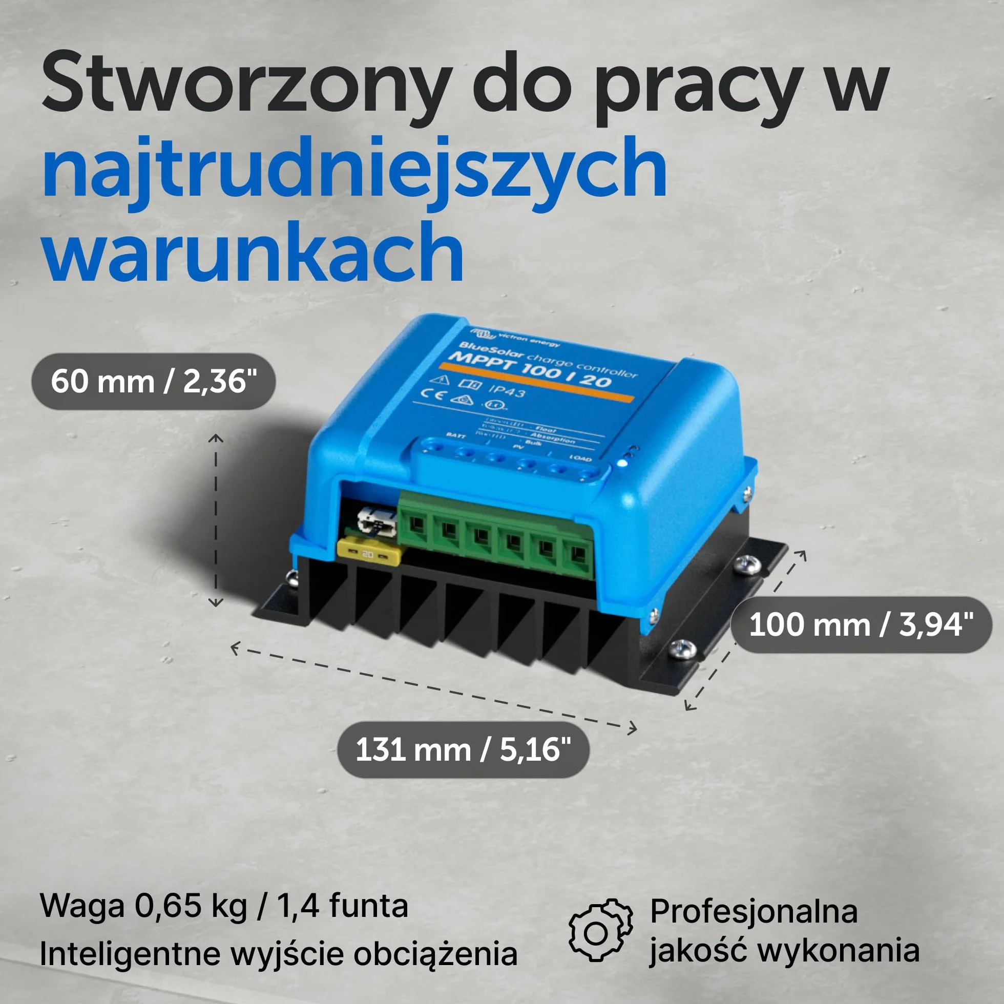 Victron Energy BlueSolar MPPT 100V 20A 48-Volt Kontroler Ładowania Słonecznego