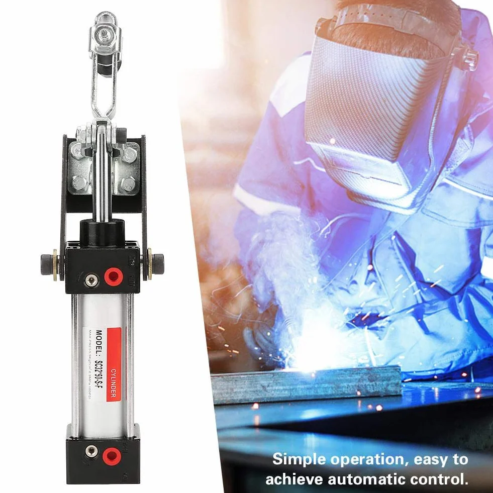 Pneumatische Klemme, 300 mm GH-12130 Professioneller Zylinder Pneumatische Niederhalteklemme Lufteinlassschnittstelle: M10 Zylinderspezifikation: SC32 * 50 Maximaler Arbeitsdruck: 9 kgf/cm² （0,9 mpa）