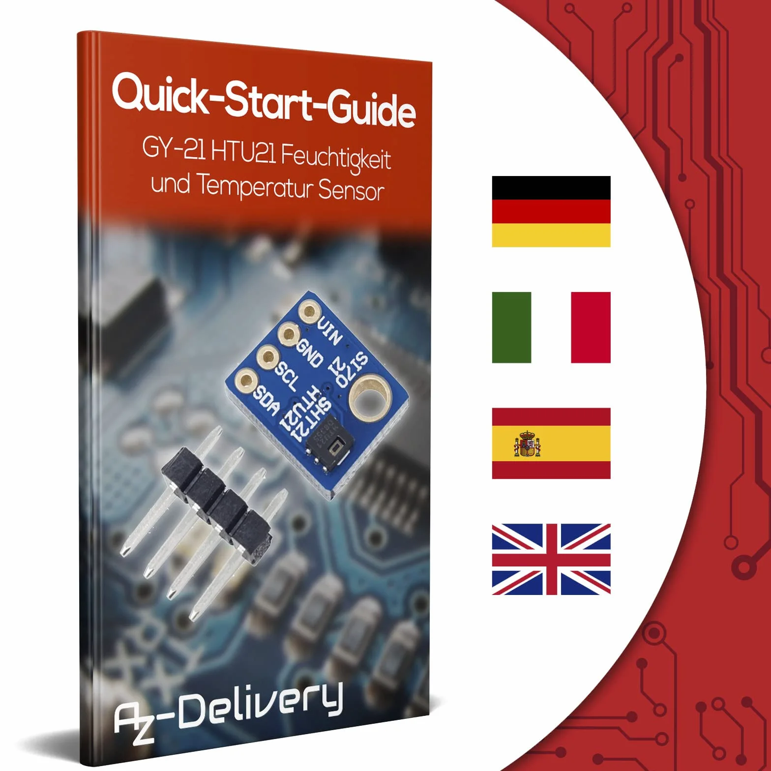 AZDelivery 3 x GY-21 HTU21 Czujnik wilgotności i temperatury kompatybilny z Arduino i Raspberry Pi w tym e-Book!