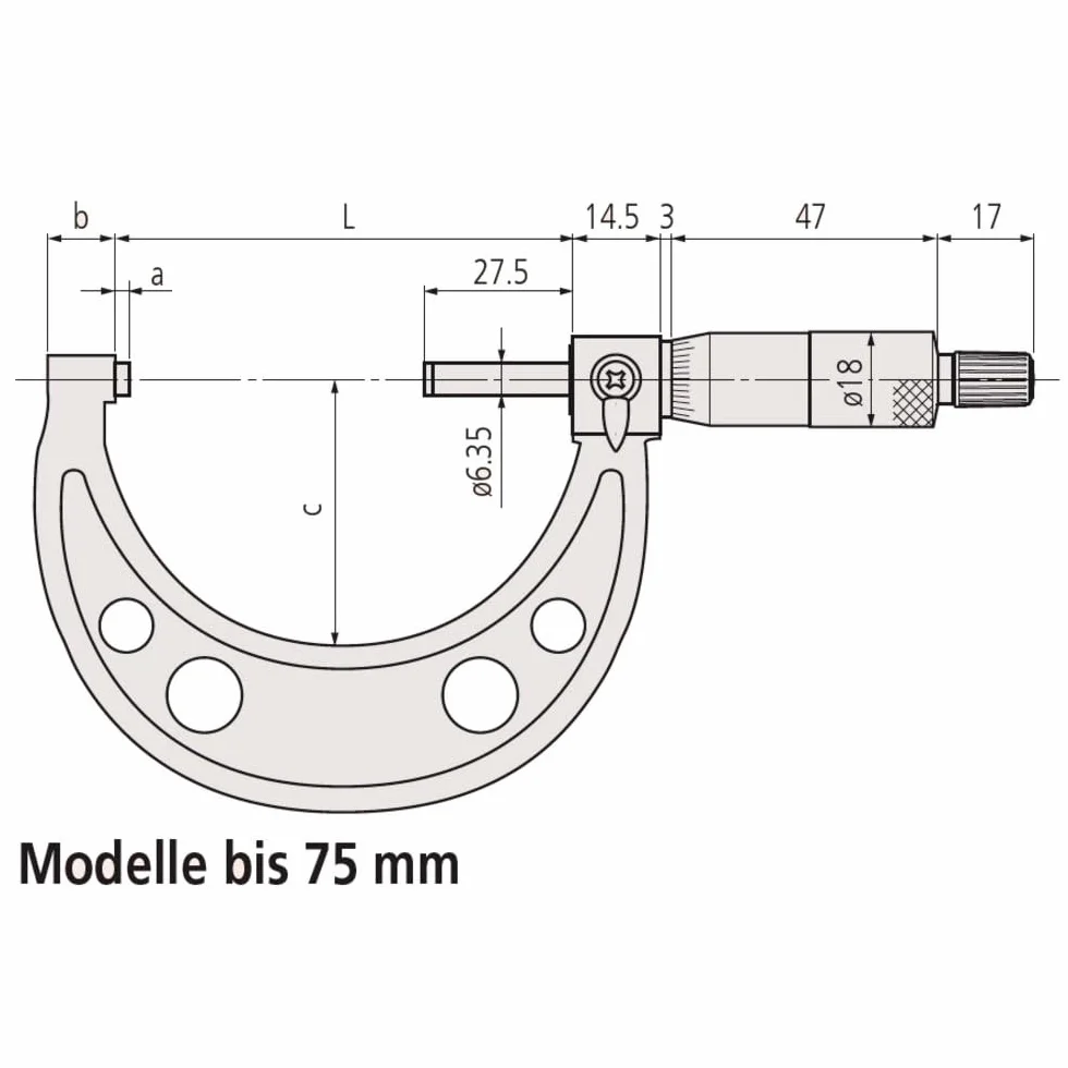 Mitutoyo MIT103-129 Mikrometr z podziałką 0,001 mm, zakres 0 mm-25 mm
