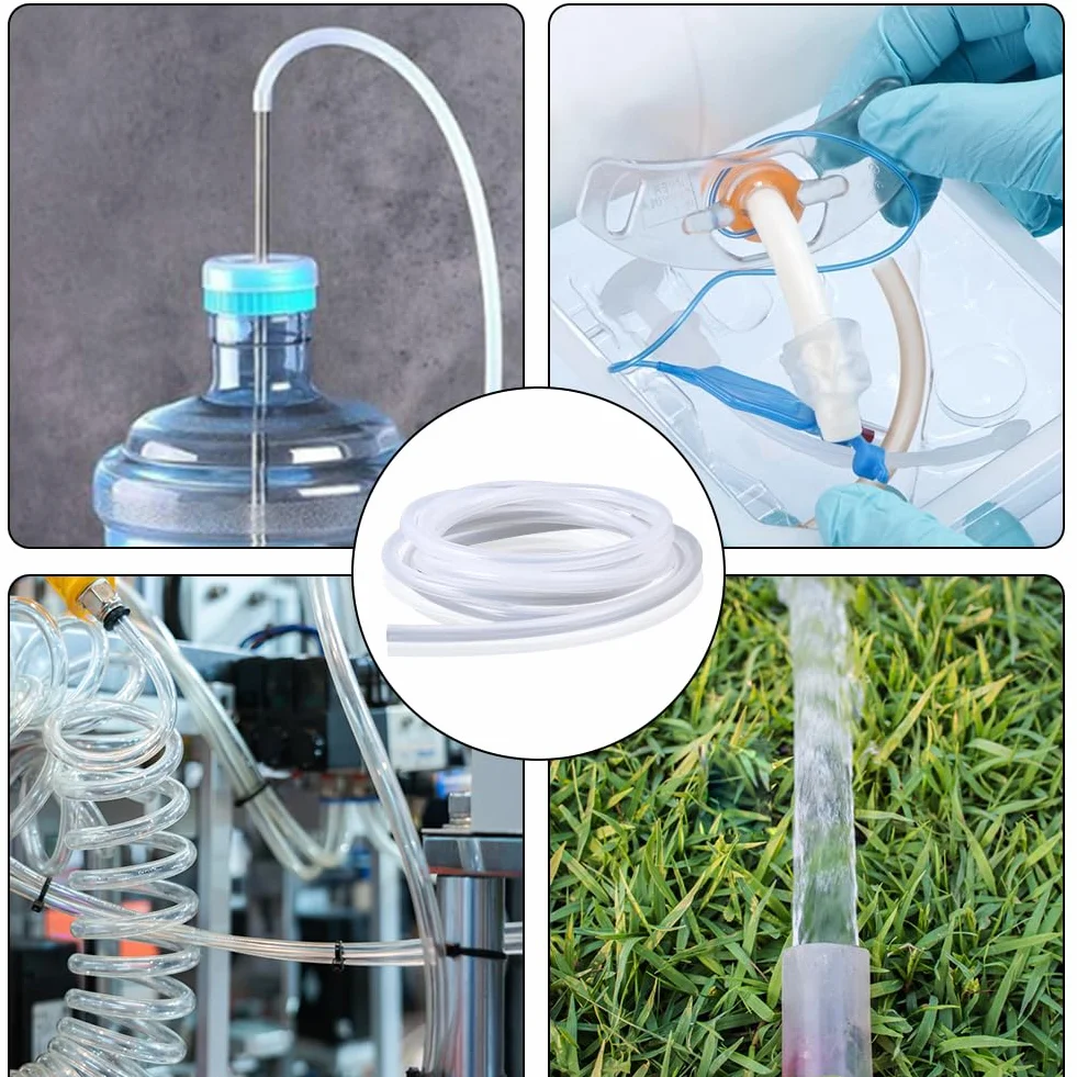 Wąż silikonowy 5 m (średnica wewnętrzna 10 mm, średnica zewnętrzna 12 mm), kauczuk silikonowy, wąż do odprowadzania oleju, wody, gospodarstwa domowego, wody pitnej, przemysłu, przezroczysty