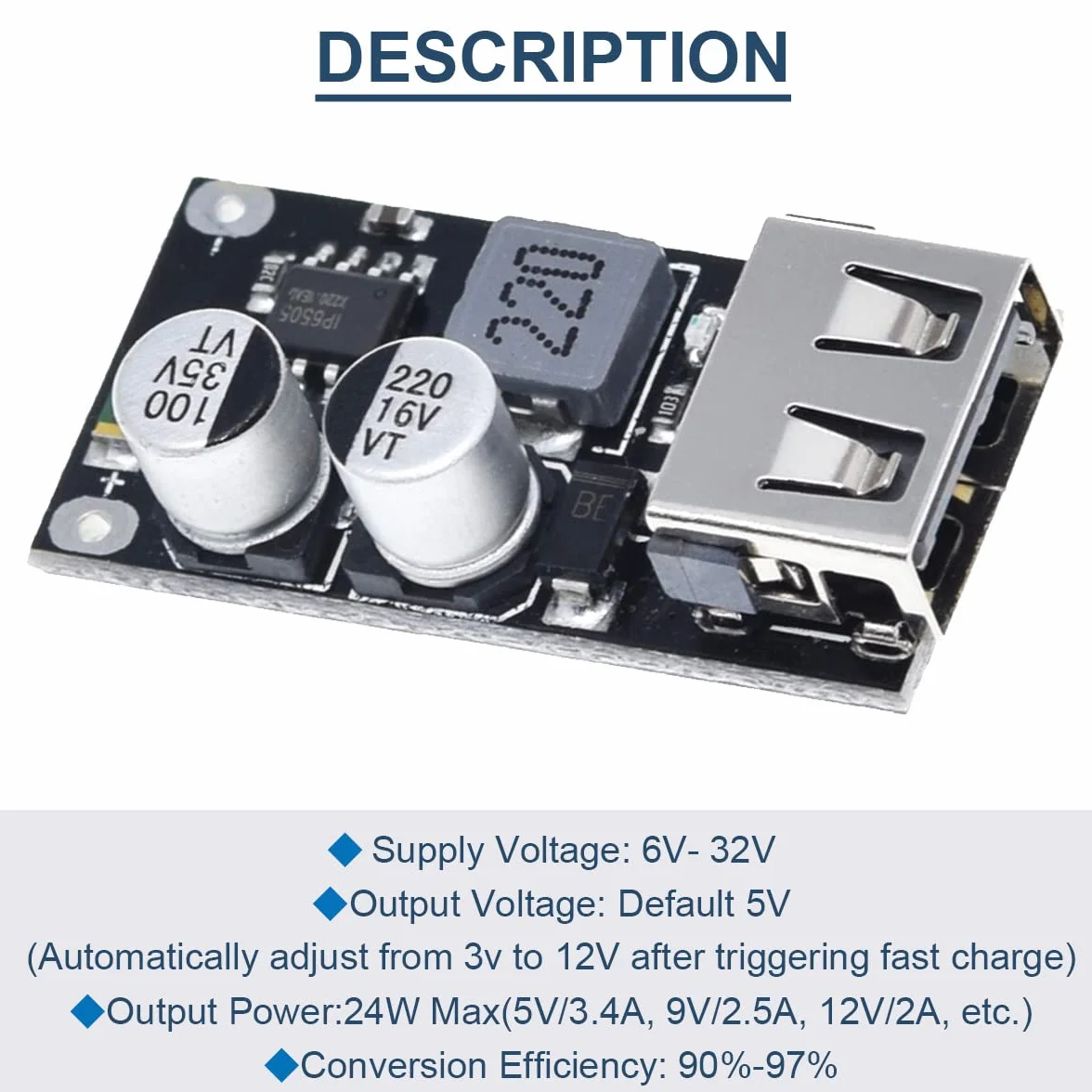 Moduł szybkiego ładowania USB QC3.0 QC2.0 DC-DC Buck Converter Step-Down 5V 3A 5 sztuk 24AWG