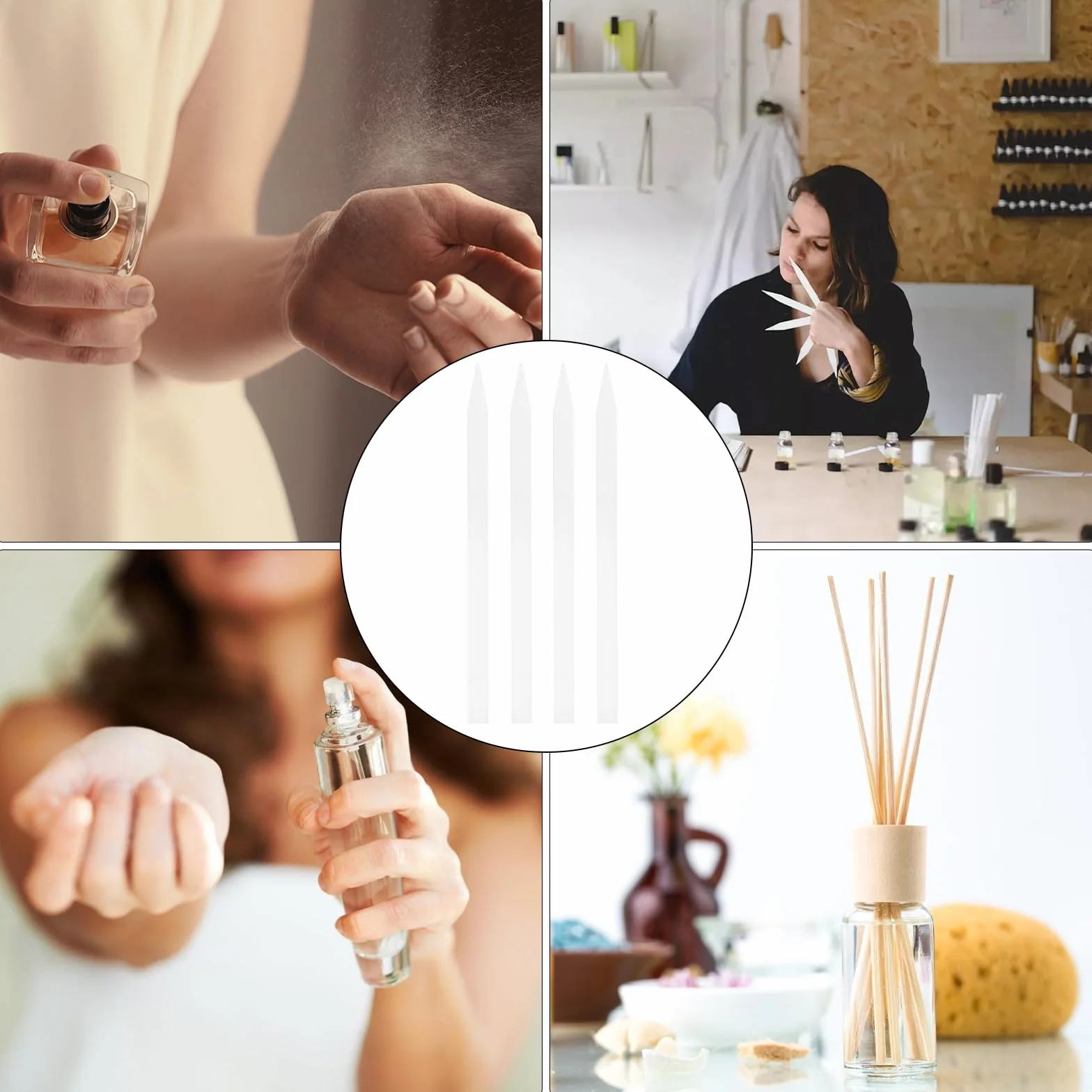 200 sztuk papieru do perfum, paski testowe zapachowe, paski testowe olejków eterycznych, paski testowe zapachowe, do aromaterapii, papier do testowania zapachów do perfum, olejków eterycznych (białe