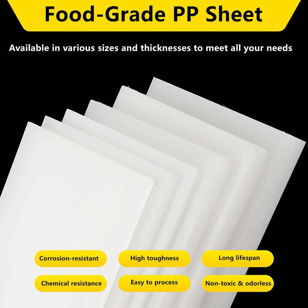 500x600mm White Rigid PP Sheet, For CNC Cutting Machine Shields Divider Panels Industrial DIY, 1 Pcs, Thickness 2-10mm(5mm)