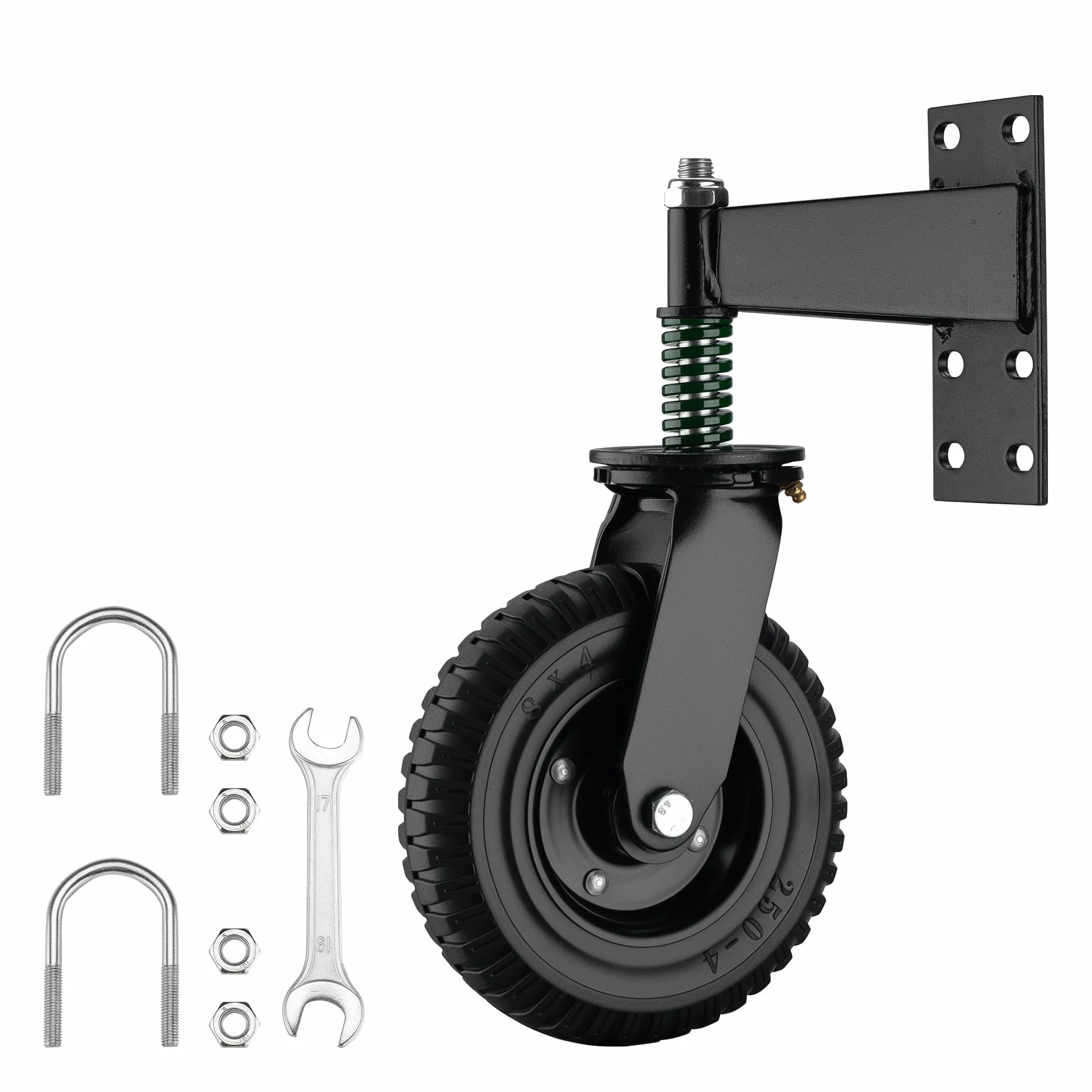 Wiltec Rolka sprężynowa do bramy o nośności do 275 kg, wspiera ciężkie bramy i drzwi, ø 200 mm, koło z profilem i śrubami do montażu