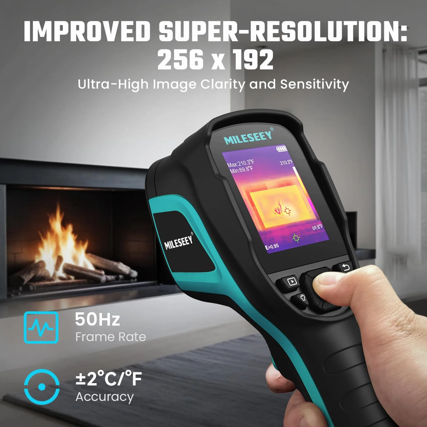 MiLESEEY TR256E kamera termowizyjna o rozdzielczości 256 x 192, częstotliwość odświeżania 50 Hz, kamera termowizyjna z ekranem LCD 2,8", IP54, -20°C ~ 350°C (TR256E)