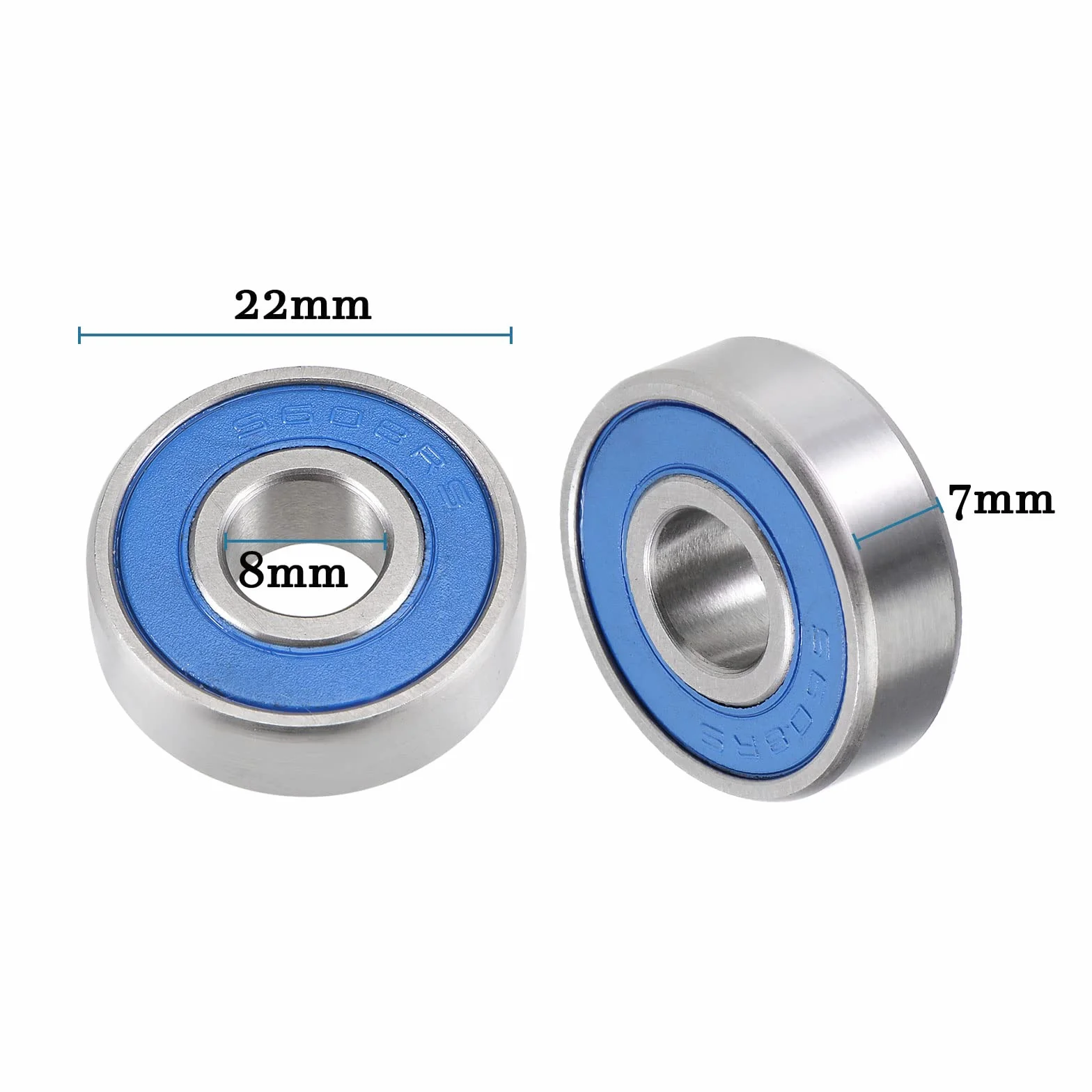 QUARKZMAN S608-2RS 8x22x7mm Łożyska kulkowe x 2 szt. 440C Stal nierdzewna do maszyn i narzędzi, [Podwójne uszczelnione]
