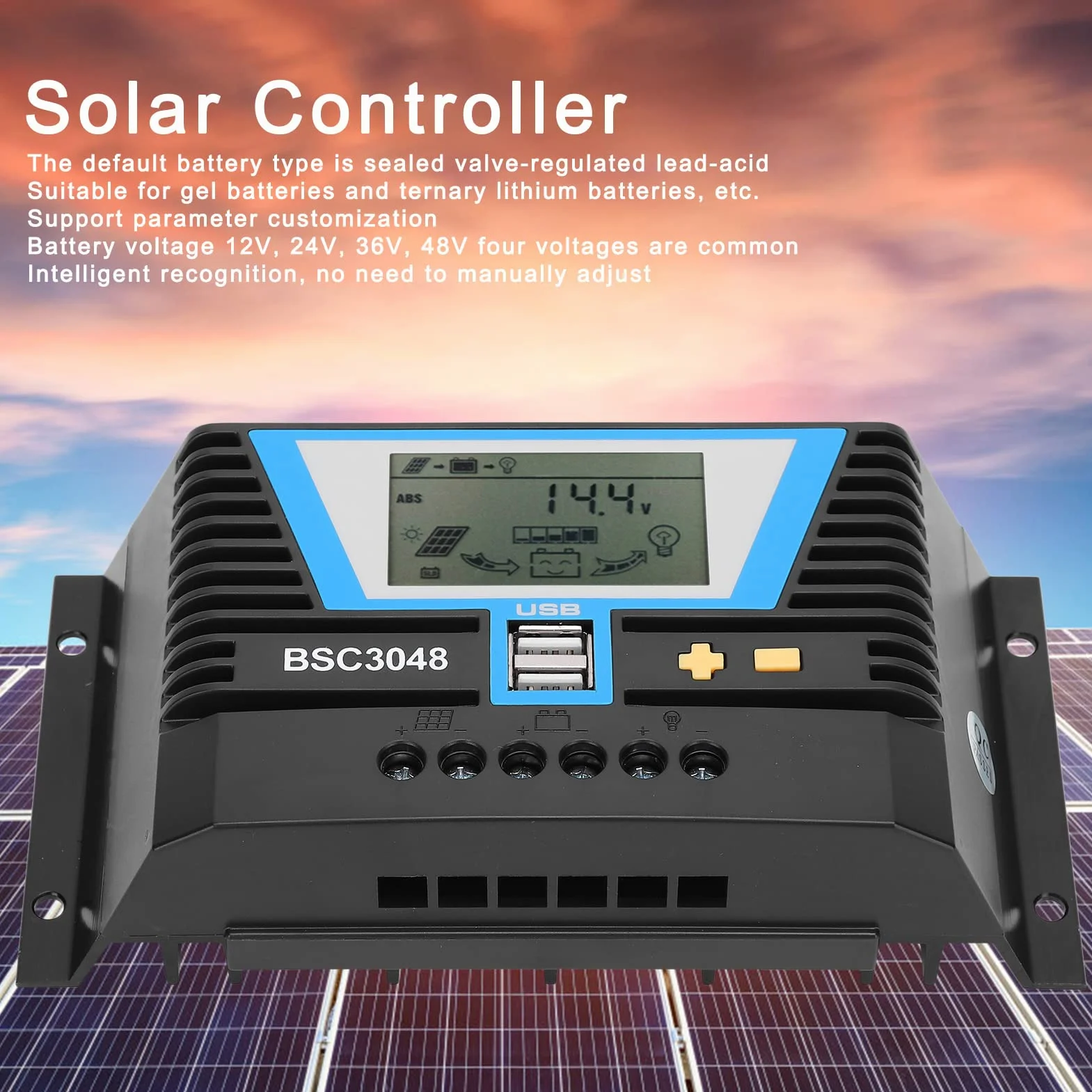 Regulator słoneczny ładowanie wodoodporny 40A 12V/24V/36V/48V do różnych akumulatorów