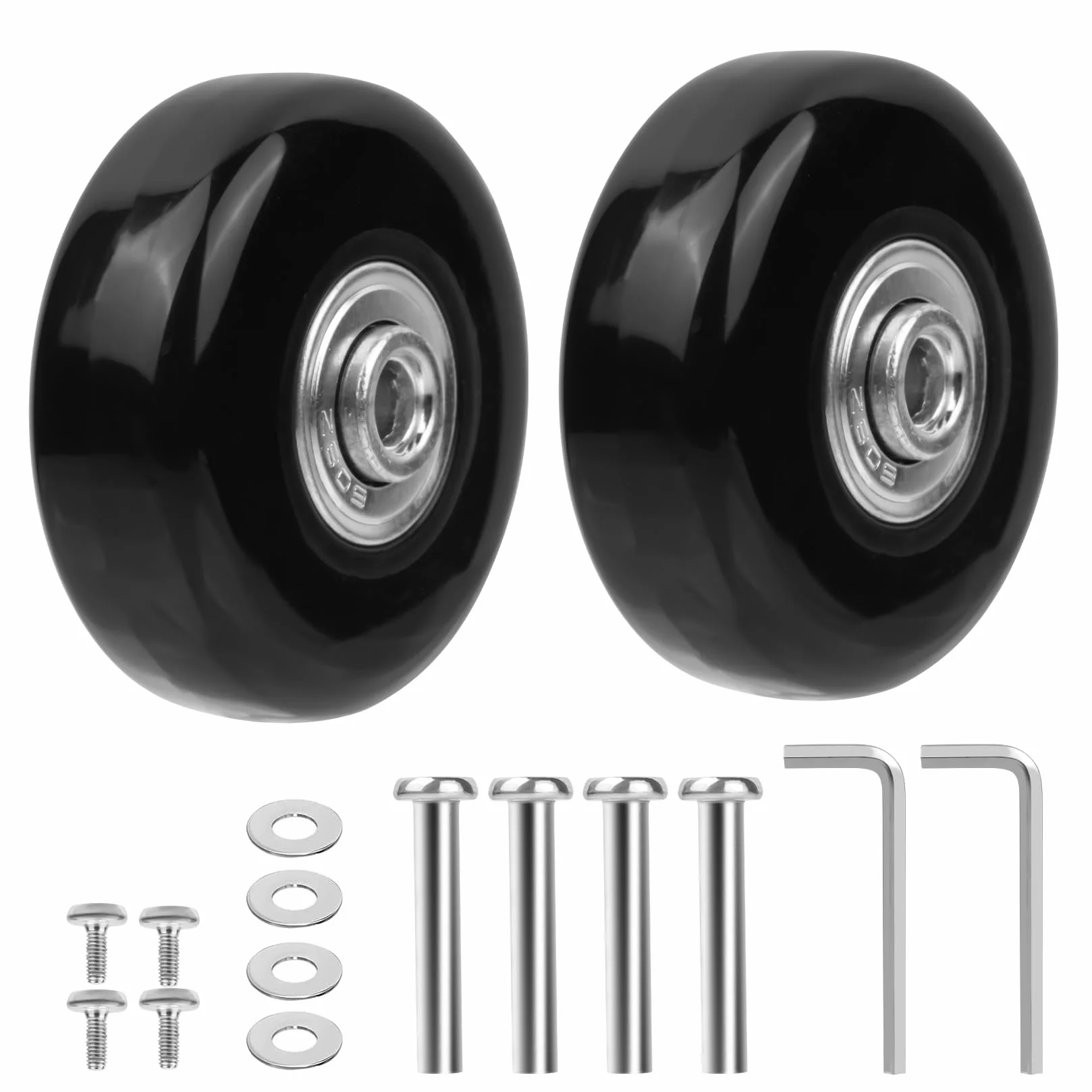 2 kółka do walizki 50 x 18 mm, uniwersalna gumowa walizka obrotowa, kółka, zapasowe kółka do bagażu, walizki naprawczej, z akcesoriami