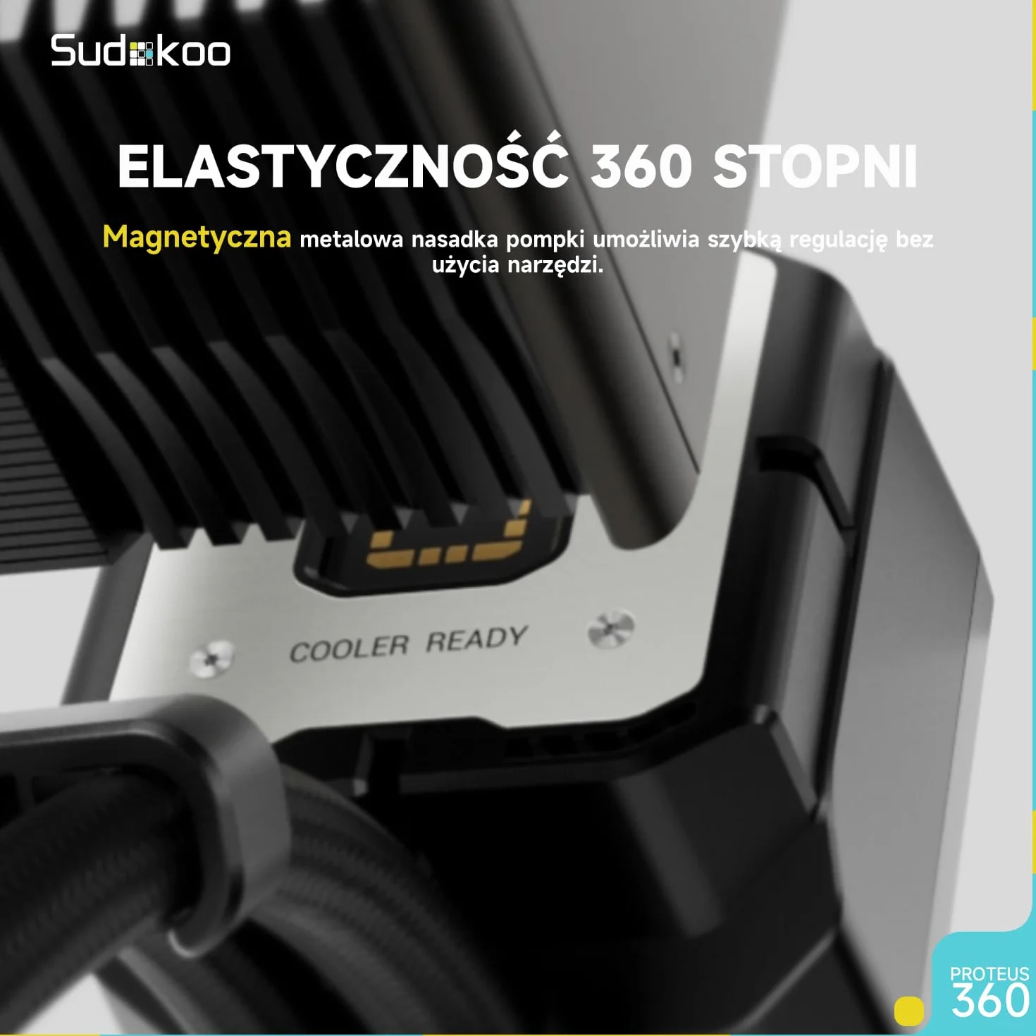 Sudokoo PROTEUS 360 AIO CPU Chłodzenie Wodne, Regulowany Segment, Ekran LCD 3,4", Pompa PWM, TDP 320W, Wentylator o Wysokiej Wydajności 30mm, Intel LGA 1851/1700/1200/115X AMD AM5/AM4