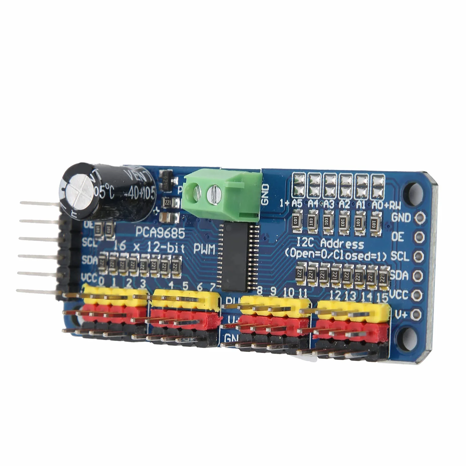 SENECESLI Sterownik Serwo PWM PCA9685 16-kanałowy Moduł Płytki Napędu Silnika dla Robota, 5V