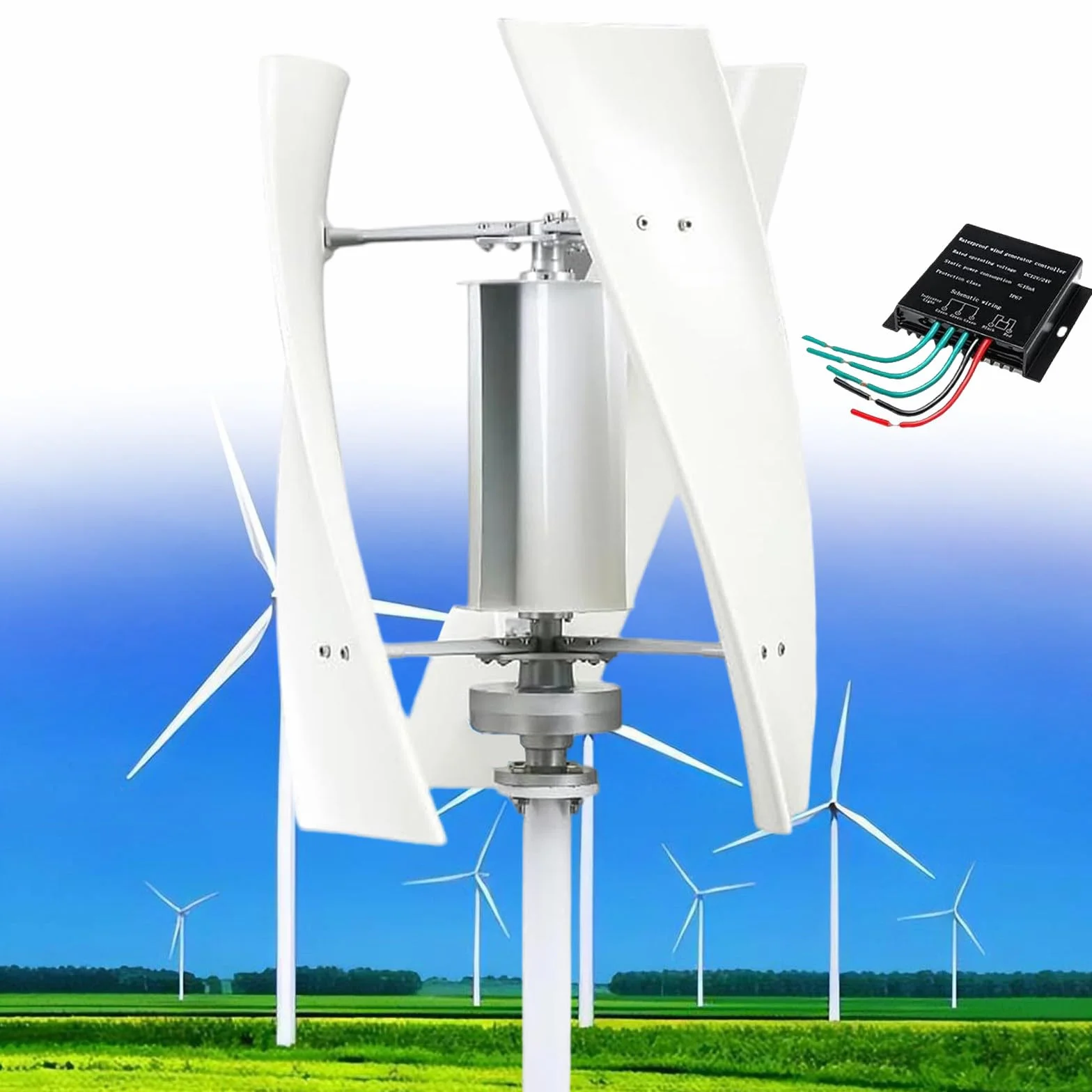 Zestaw generatora turbiny wiatrowej 14000W MPPT 12V/24V/48V/110V/220V Pionowy 220V