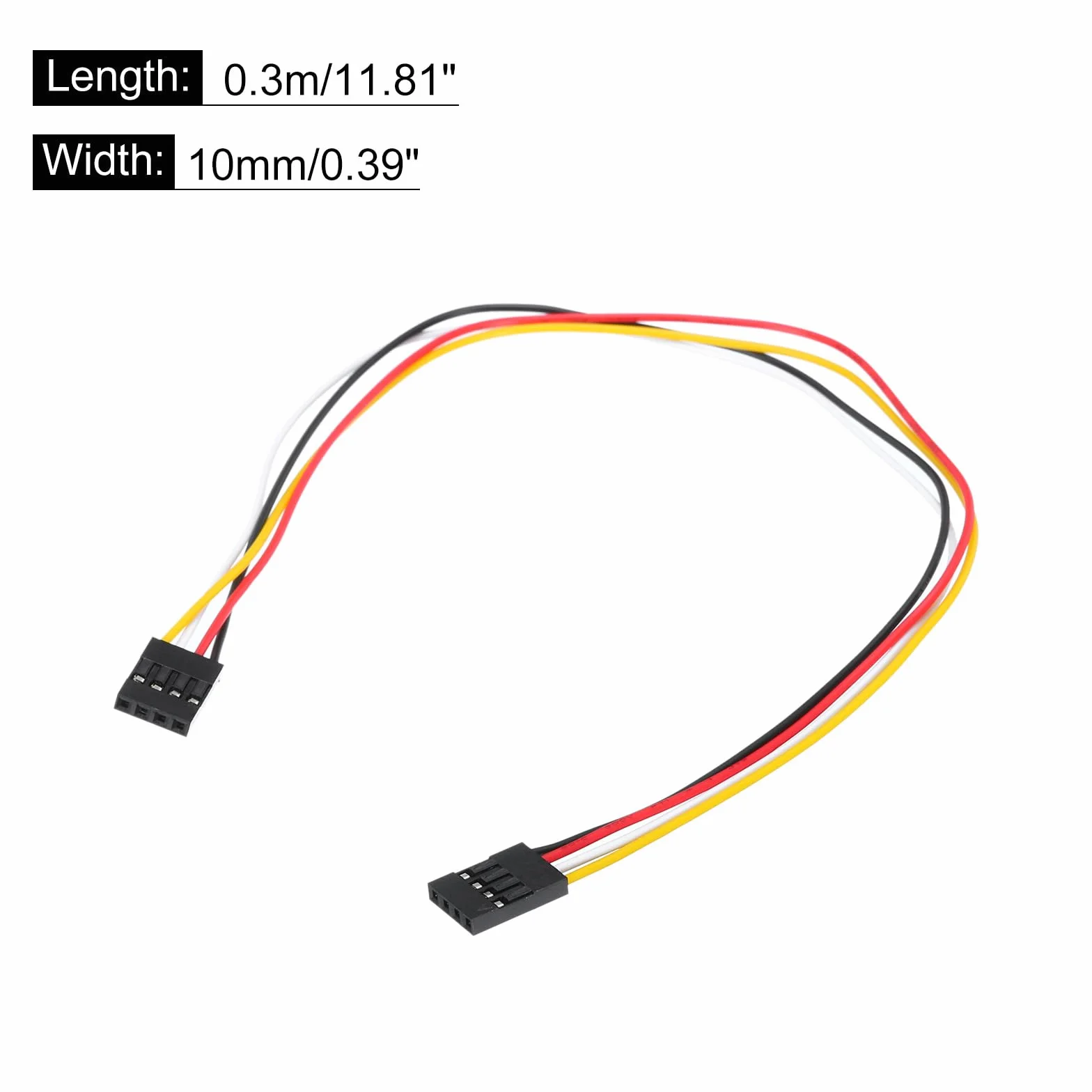 QUARKZMAN Damski do żeński 4Pin Breadboard Jumper Wire 2,54 mm Pitch Pojedynczy rząd Kabel płaski 30 cm Długość Opakowanie 10 wielokolorowy