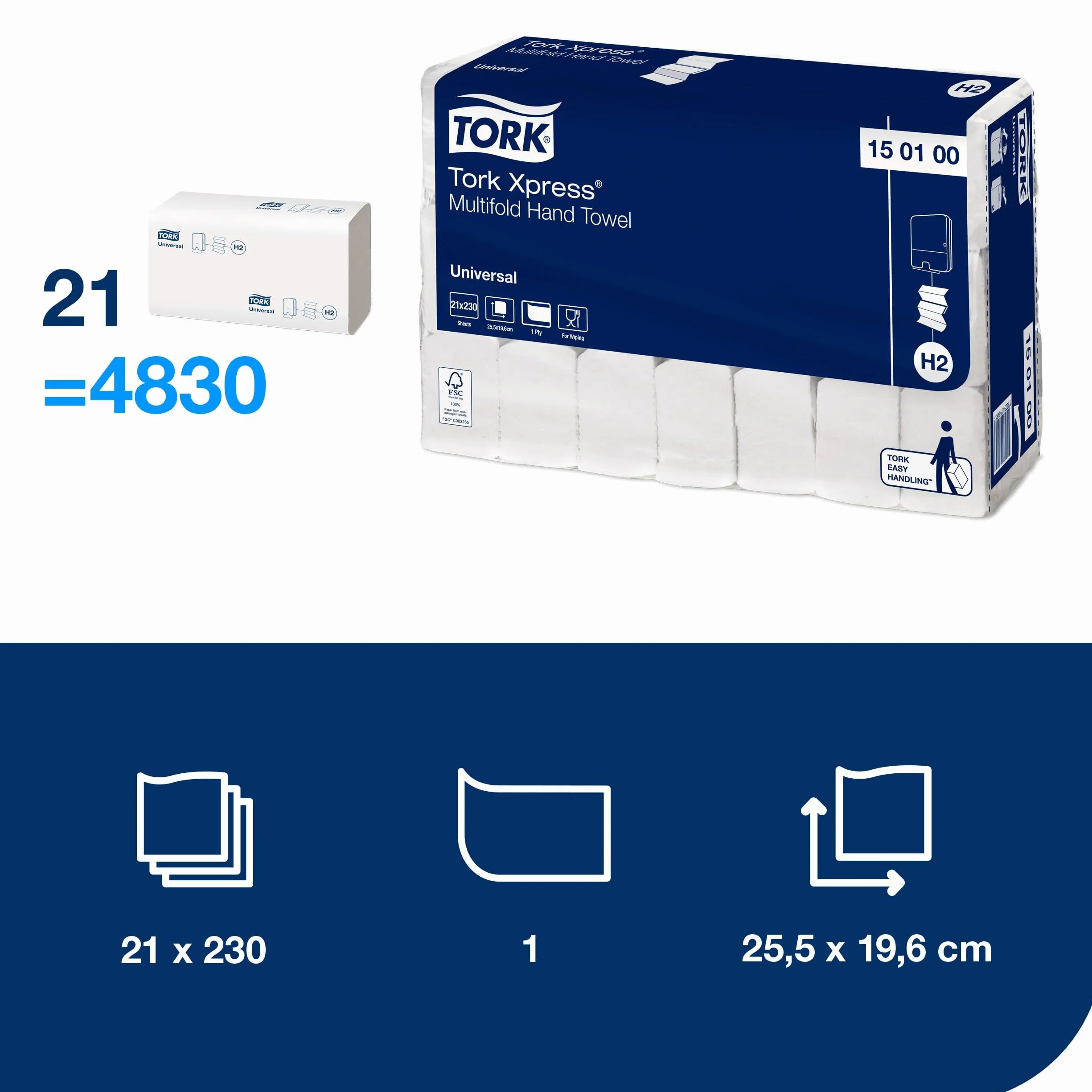 Tork Xpress Multifold ręczniki białe H2, 21 × 230 sztuk