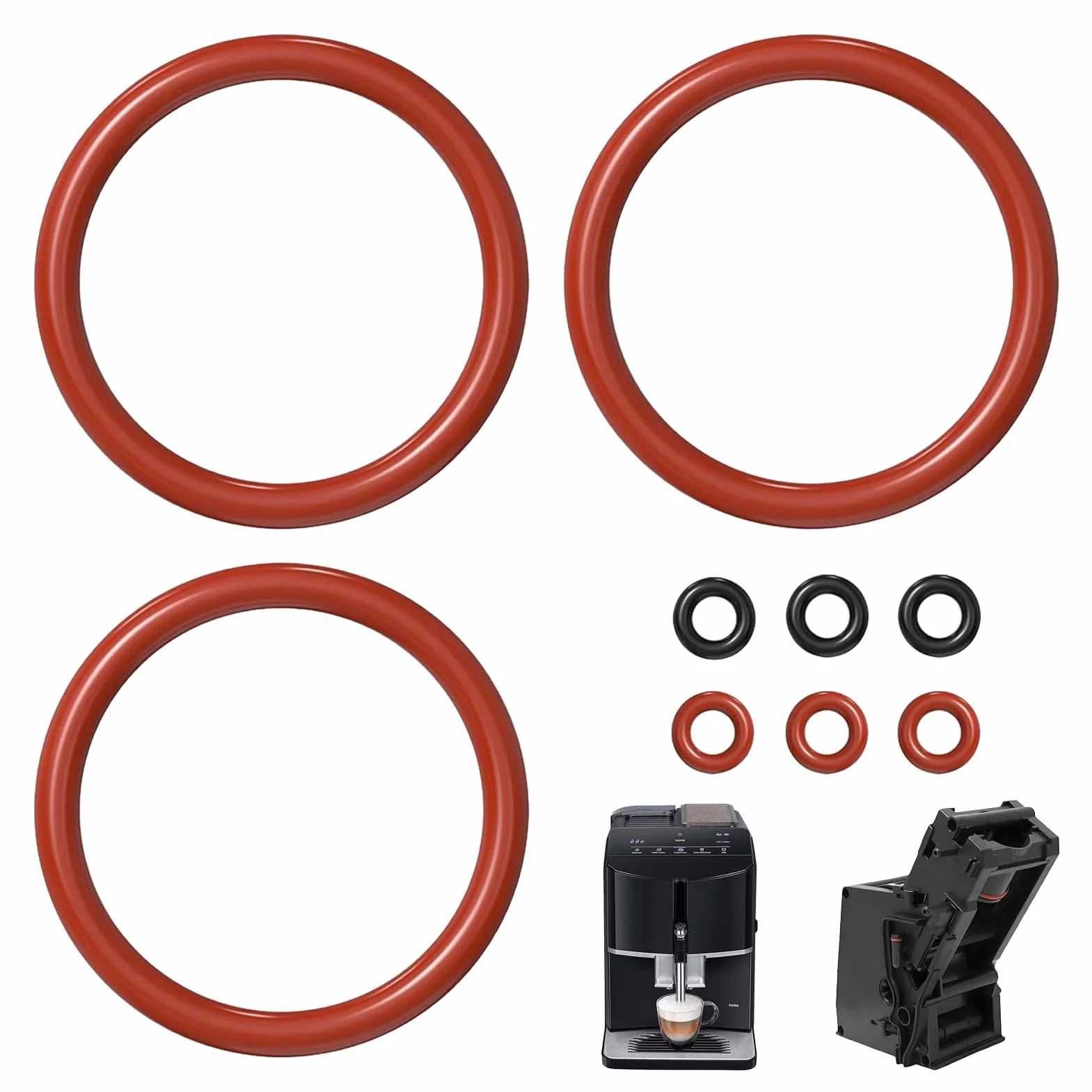 Zestaw 9 pierścieni uszczelniających do ekspresów do kawy Siemens EQ5, EQ6, EQ6 Plus, EQ7, EQ8, Gaggenau, Bosch, Neff ekspres do kawy, uszczelki O-ring do ekspresów do kawy