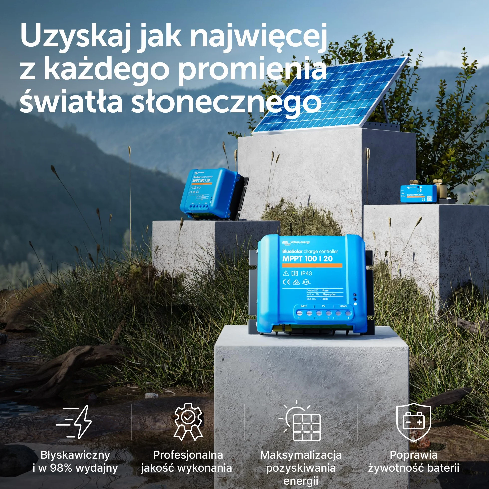 Victron Energy BlueSolar MPPT 100V 20A 48-Volt Kontroler Ładowania Słonecznego