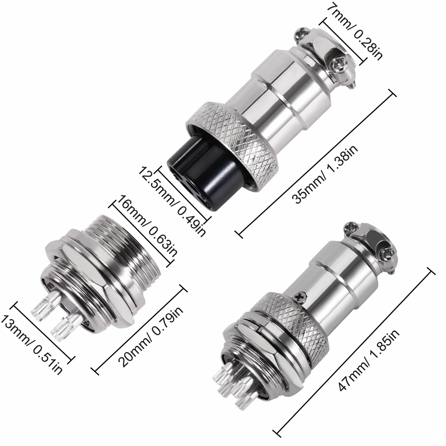 GX16 4-pinowe złącze lotnicze panel metalowy 16 mm żeńskie i męskie 5 par