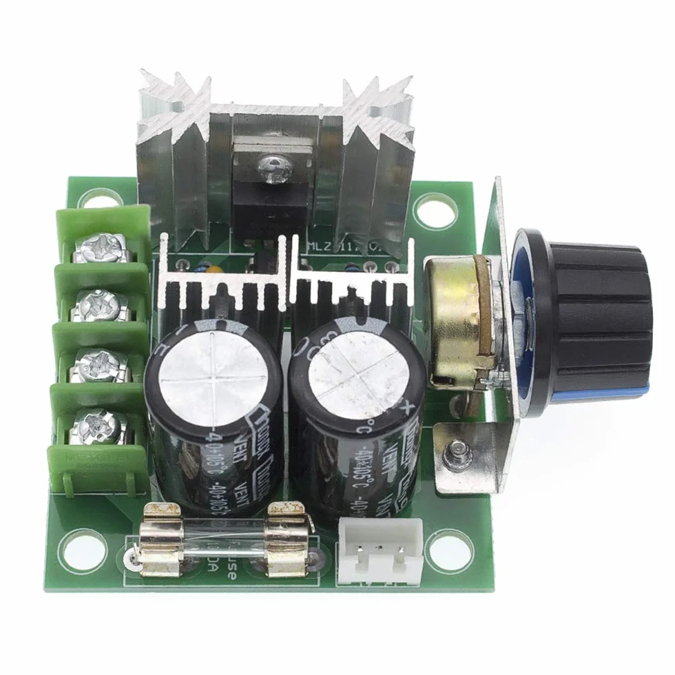 12 V ~ 40 V 10 A PWM DC regulator prędkości obrotowej silnika regulator napięcia, moduł regulacji prędkości obrotowej silnika do Arduino z bezpiecznikiem szklanym 10 A