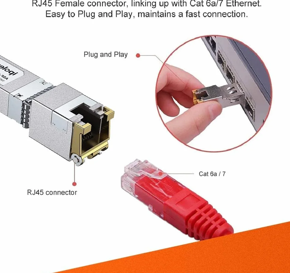 ipolex 10G RJ45 Copper SFP+ Transceiver 10GBase-T 30 m Mini-Gbic moduł kompatybilny z Ubiquiti UniFi UF-RJ45-10G Cisco SFP-10G-T-S Mikrotik S+RJ10 Netgear