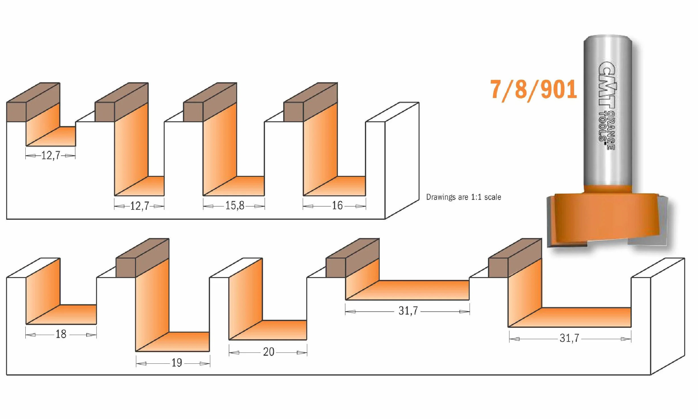 CMT Orange Tools Frez rowkowy HM S 8 D 19 x 19 mm