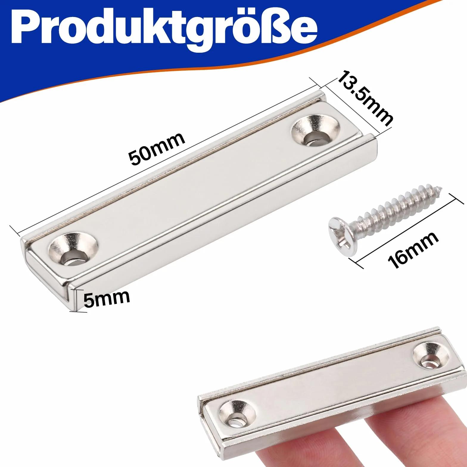 Prostokątne magnesy neodymowe z otworem 50 x 13,5 x 5 mm 5 sztuk