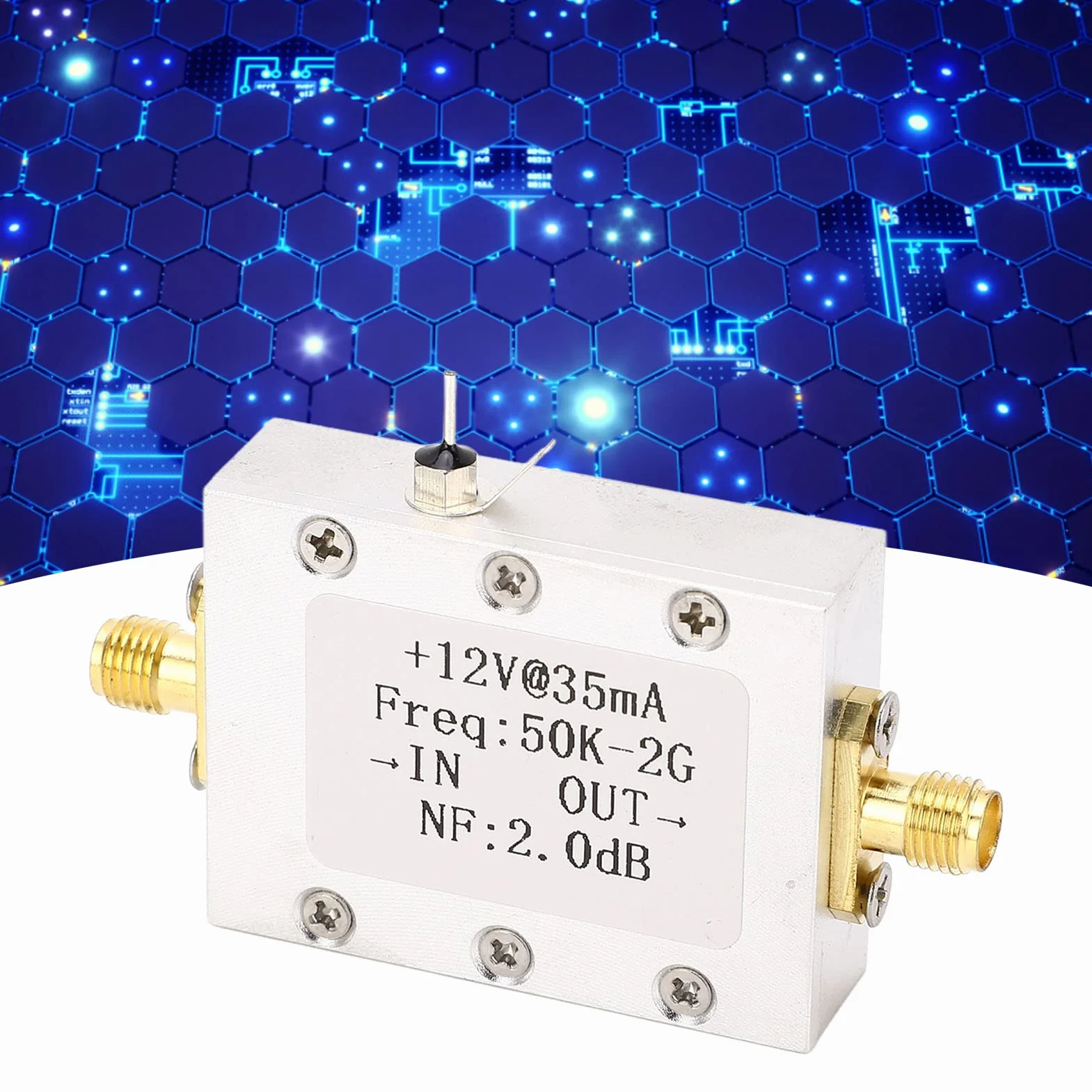 Wzmacniacz szerokopasmowy LNA 50 K do 2 GHz High-Gain