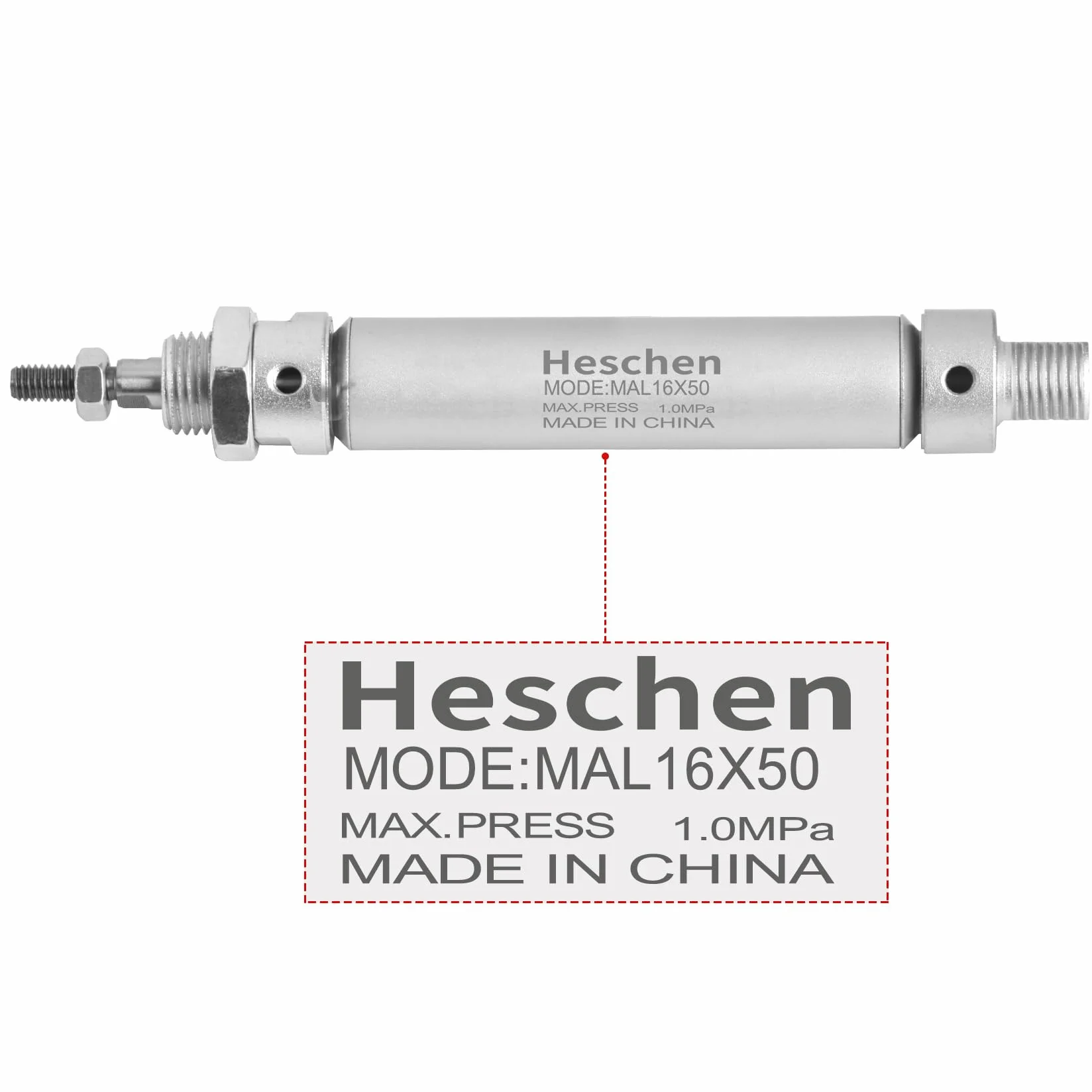 Heschen cylinder pneumatyczny MAL 16-50 M5 16mm 50mm dwustronne działanie