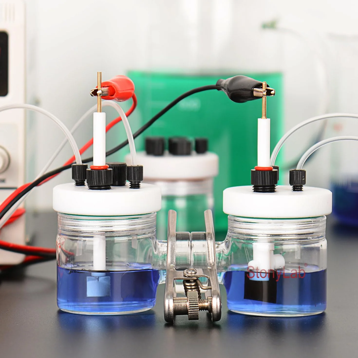stonylab PTFE Platyna Uchwyt Elektrody, Różnego Przeznaczenia Wymienny Uchwyt Elektrody z Blachą Platyna 10 * 10 mm i Korpusem z PTFE